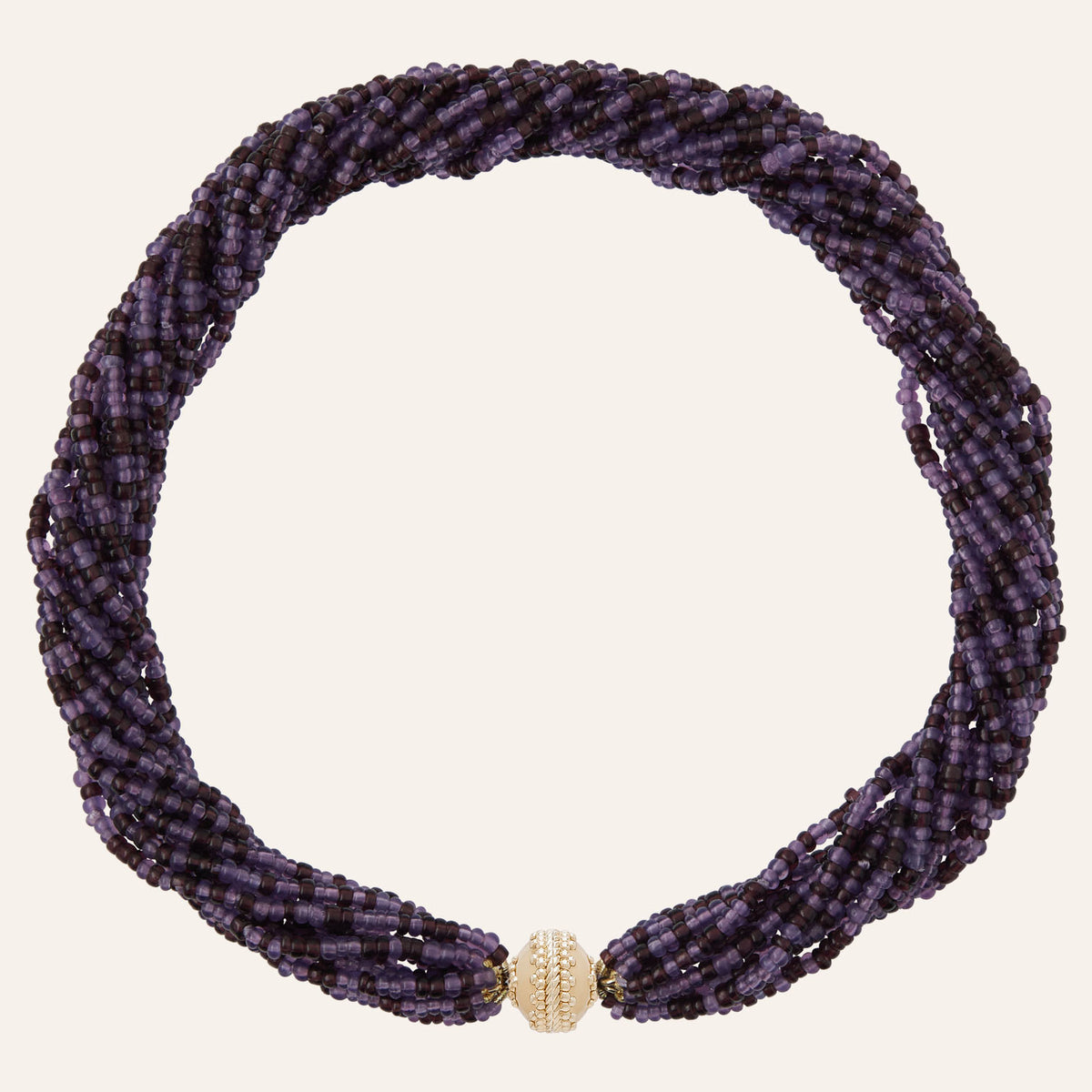 Purple Ombre Ivory Coast Glass Multi-Strand Necklace