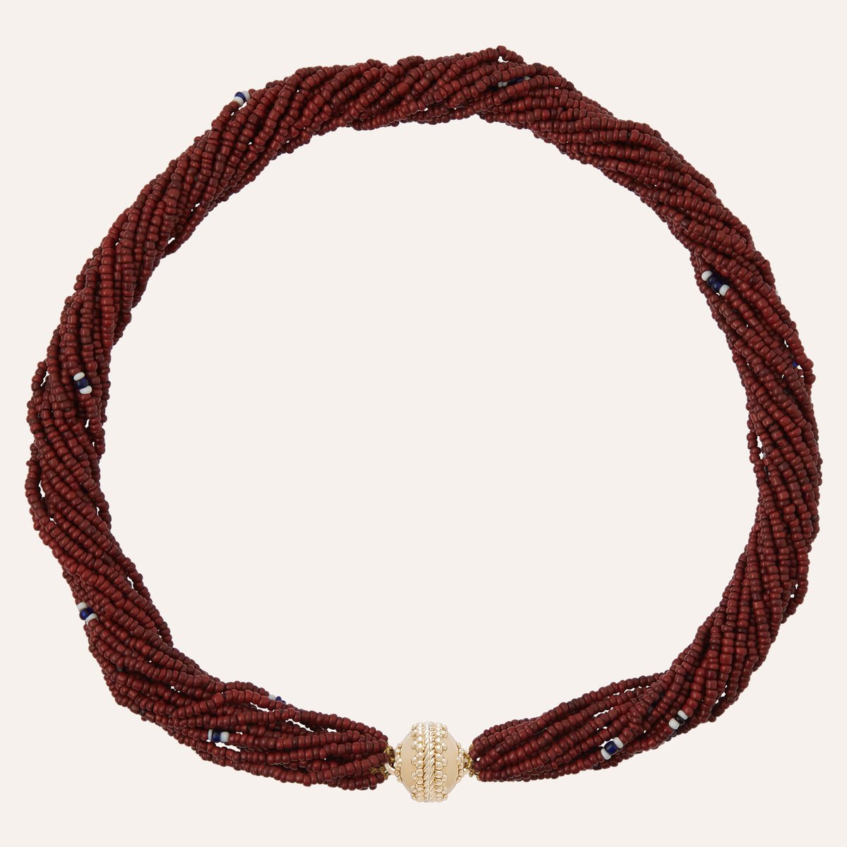 Maroon Ivory Coast Glass Multi-Strand Necklace