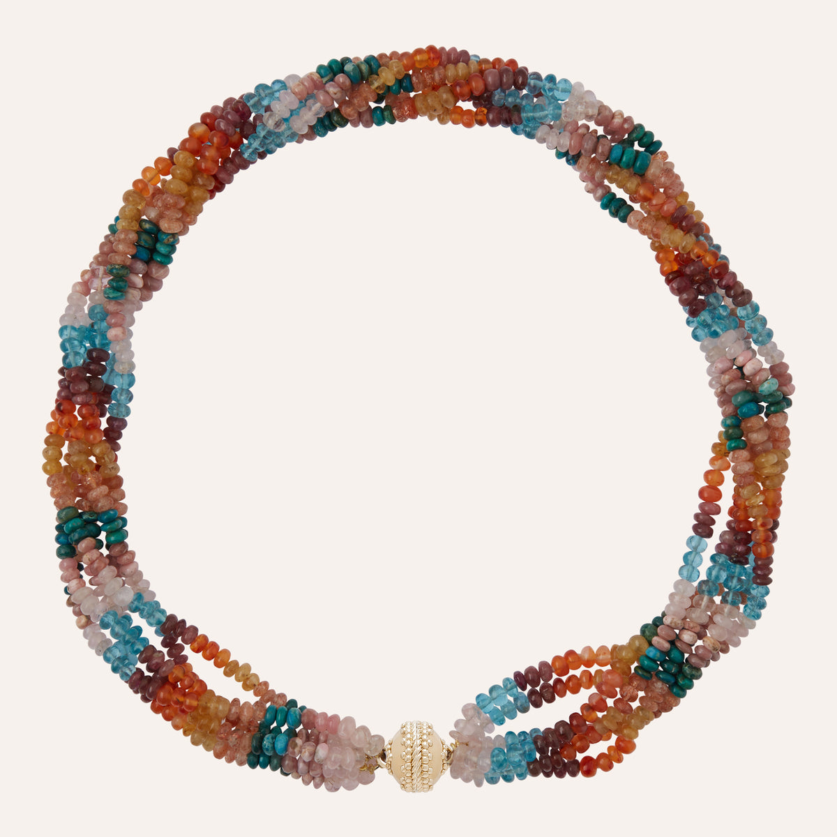 Rondelle Multicolor Mixed Stone Multi-Strand Necklace