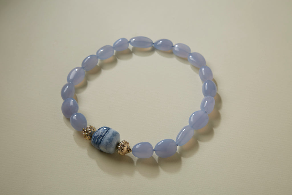Tumbled Blue Chalcedony Necklace