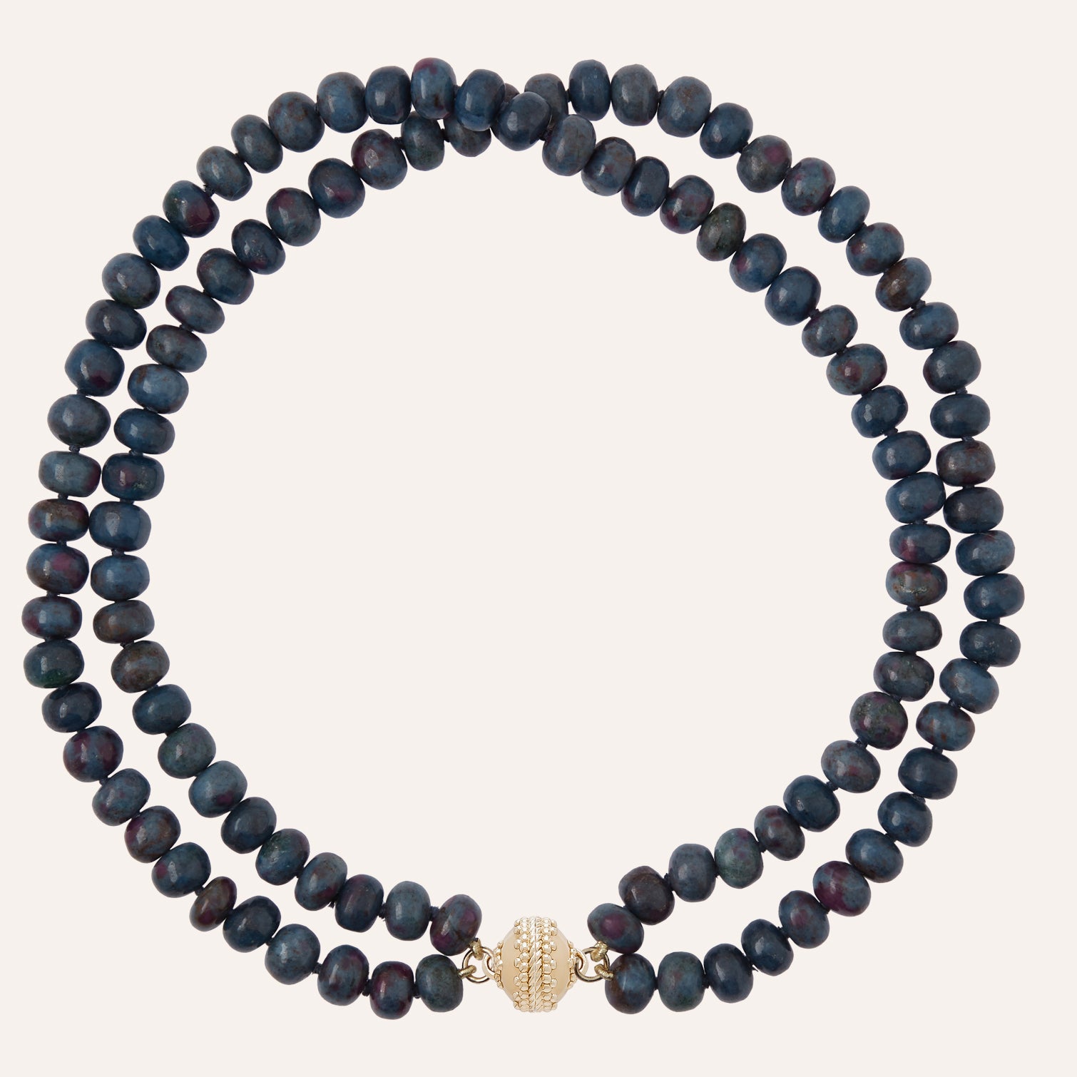 Blue Ruby Kyanite Rondelle Double-Strand Necklace