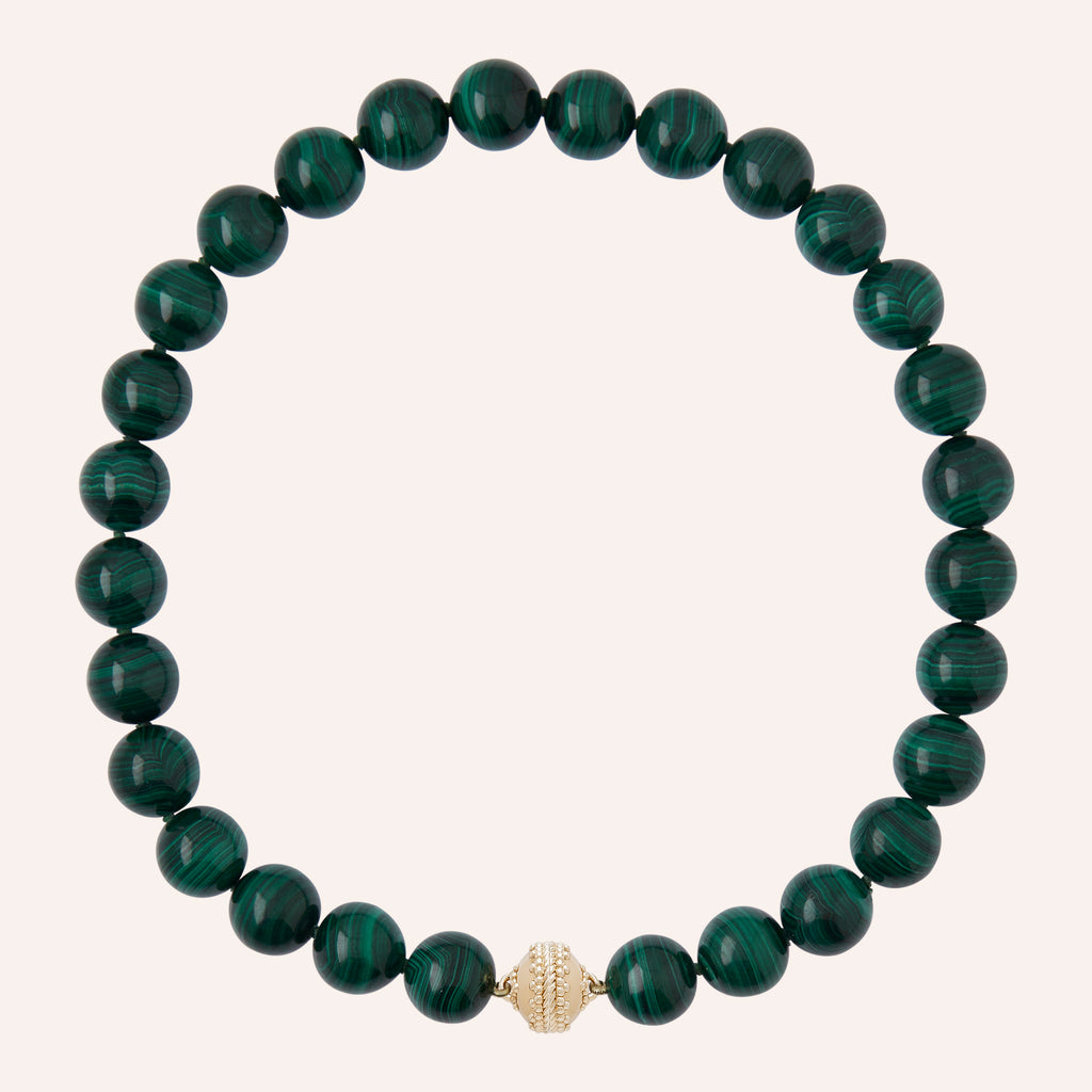Victoire 14mm Dark Green Malachite Necklace