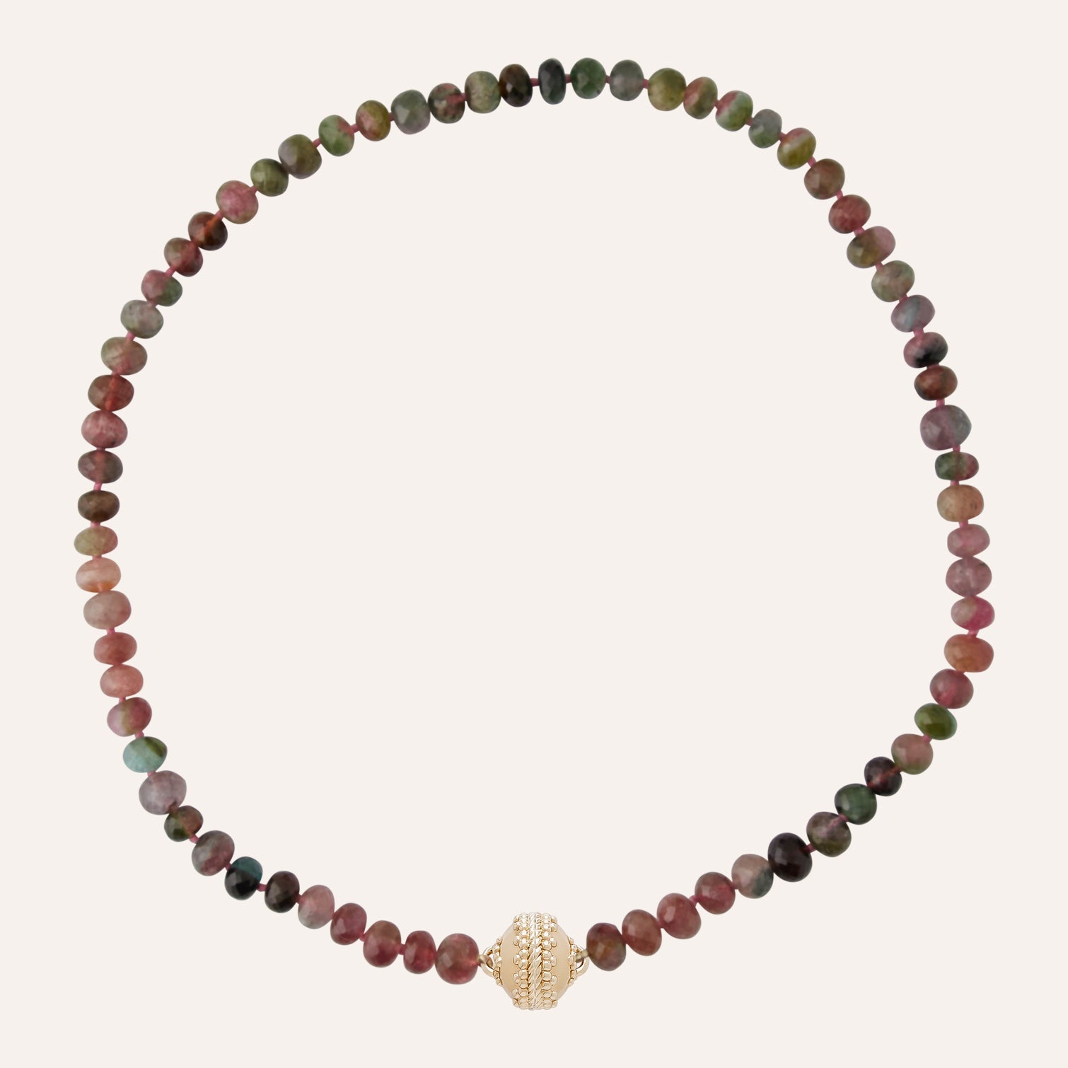 Multi-color 7mm Watermelon Tourmaline Necklace