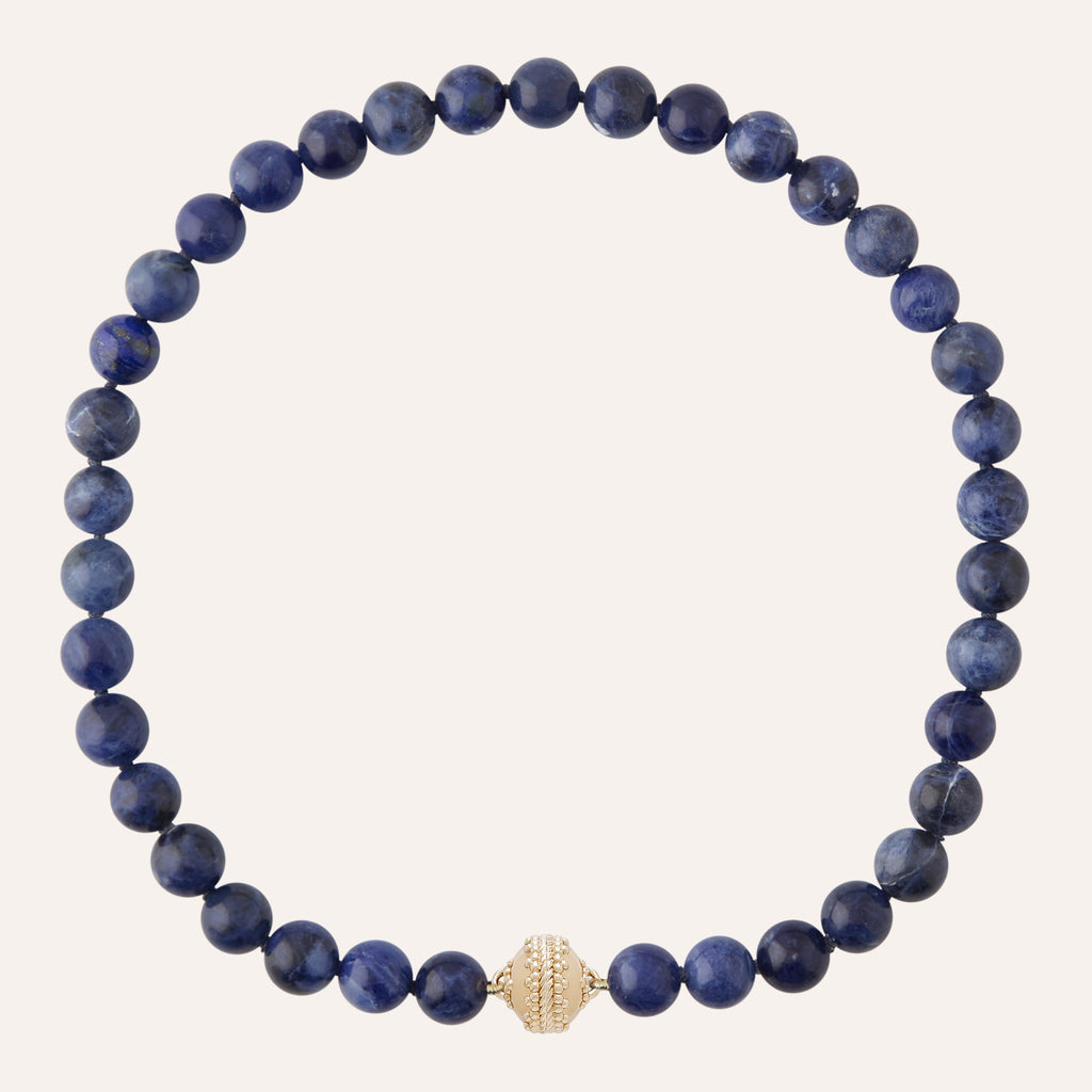 Victoire 10mm Blue Sodalite Single Strand Necklace