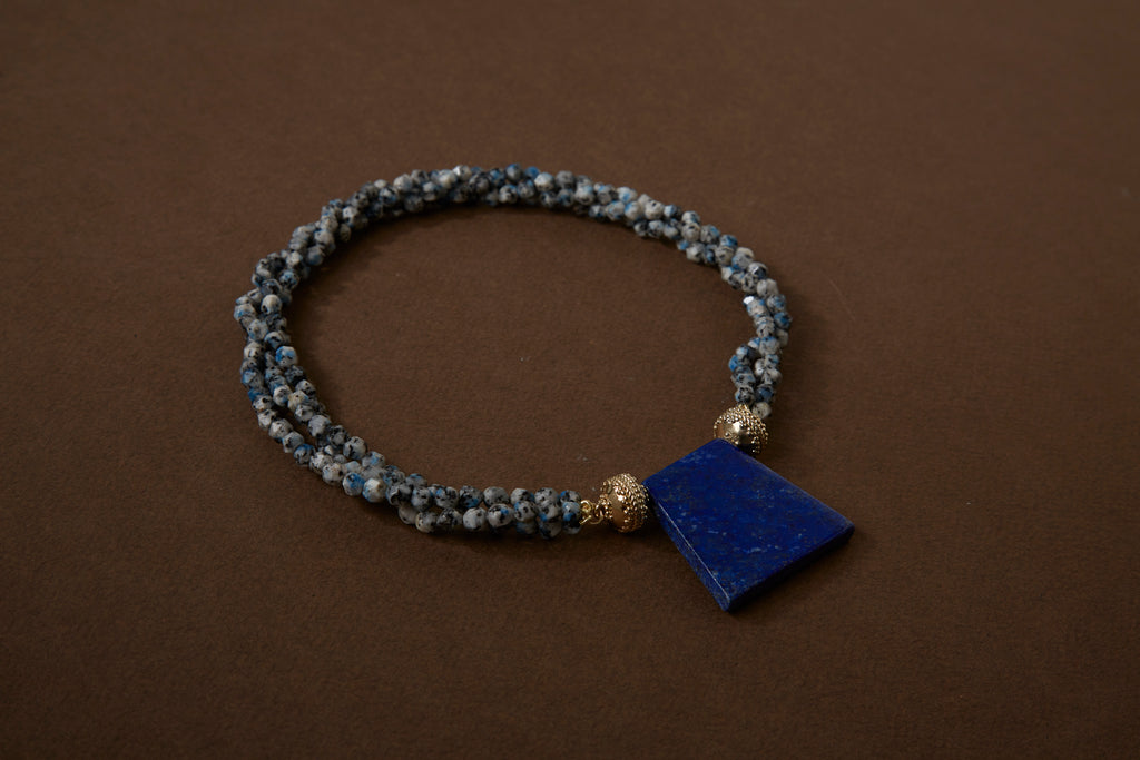 Nancy 4mm K2 Blue Azurite Multi-Strand Necklace