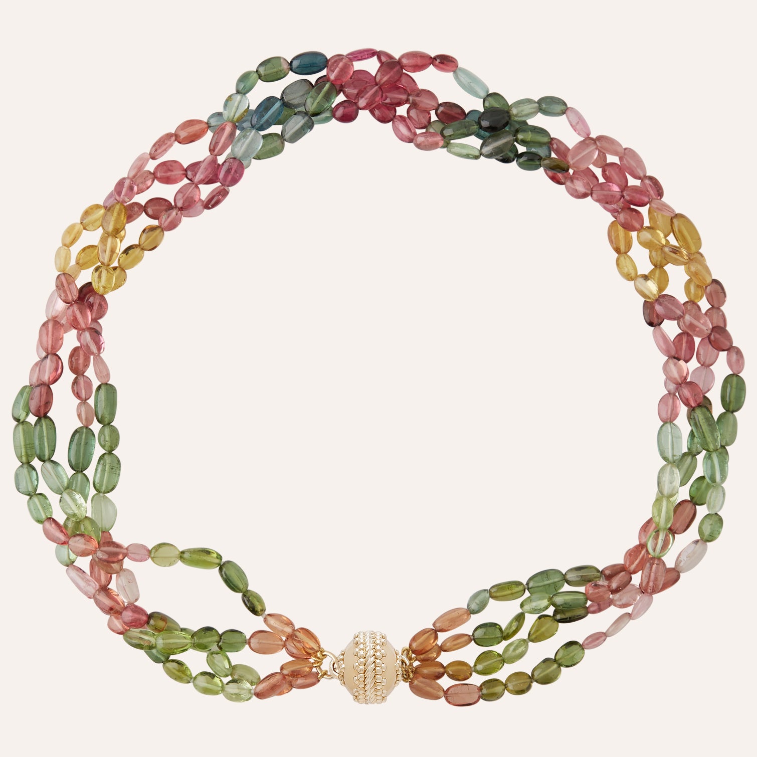 Helen Multi-Strand Watermelon Tourmaline Beaded Necklace