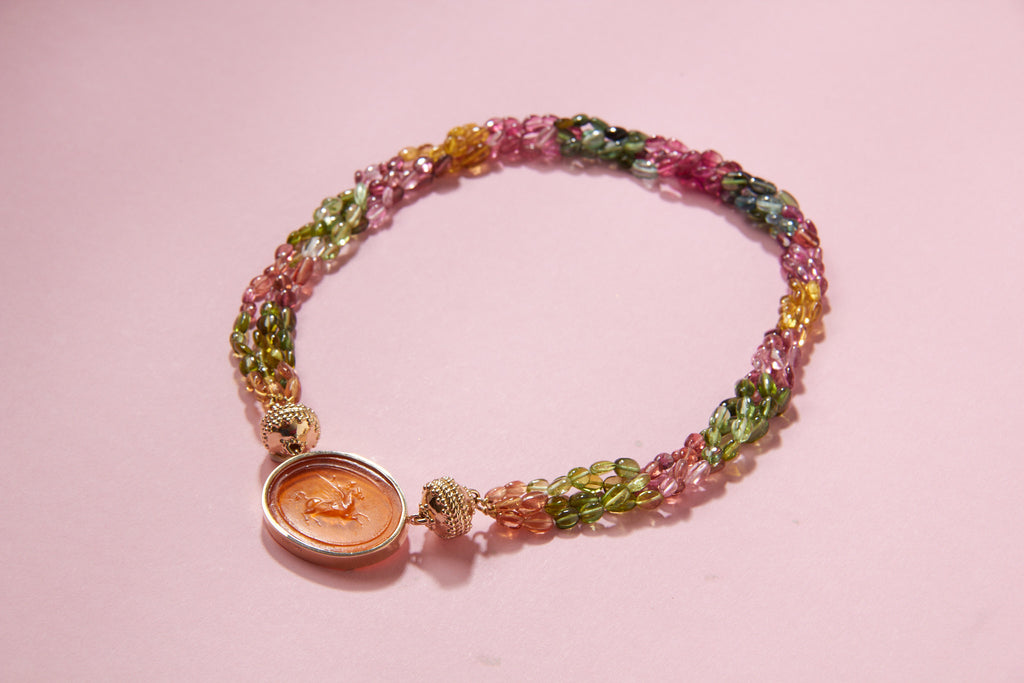 Helen Multi-Strand Watermelon Tourmaline Beaded Necklace