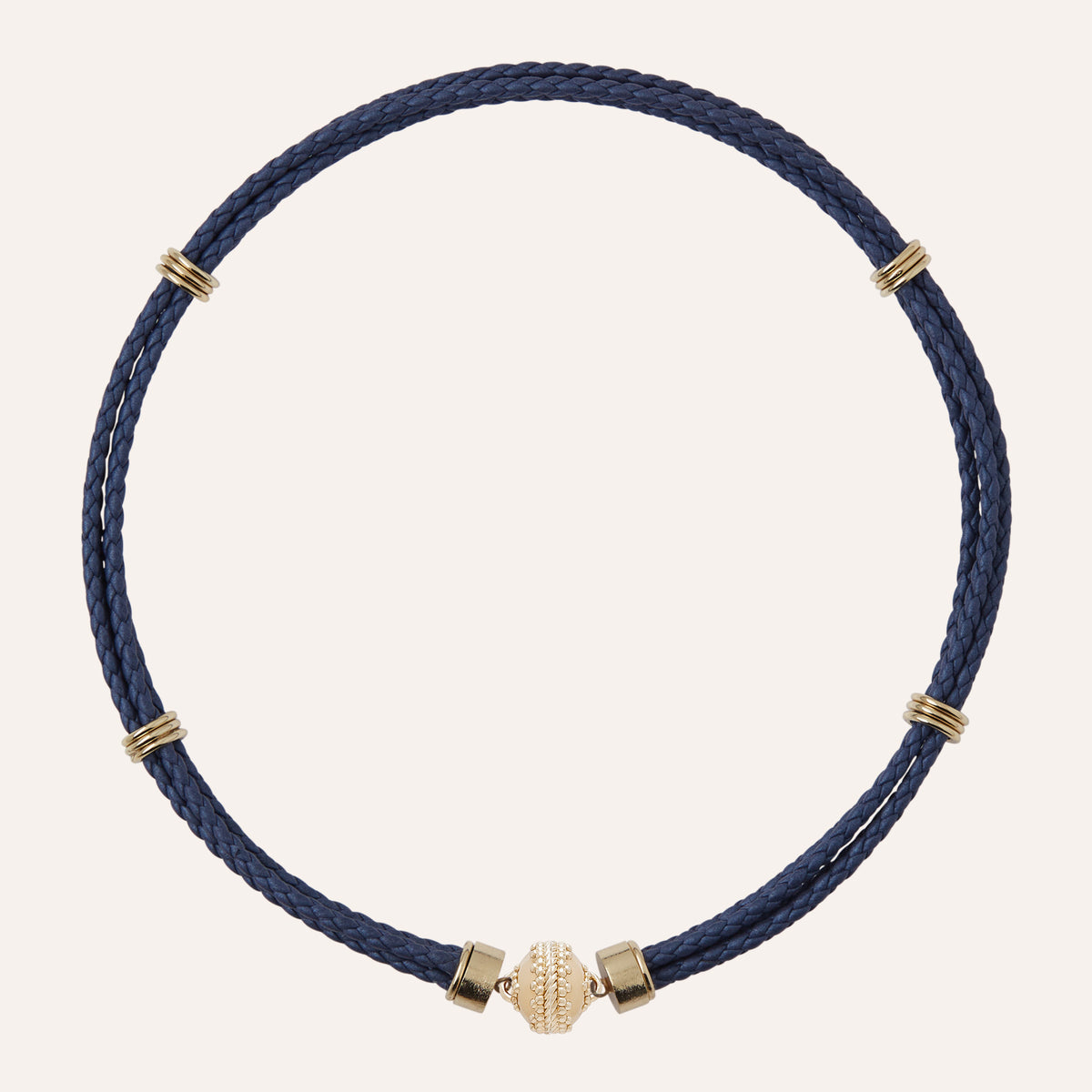 Aspen Braided Sapphire Leather Necklace