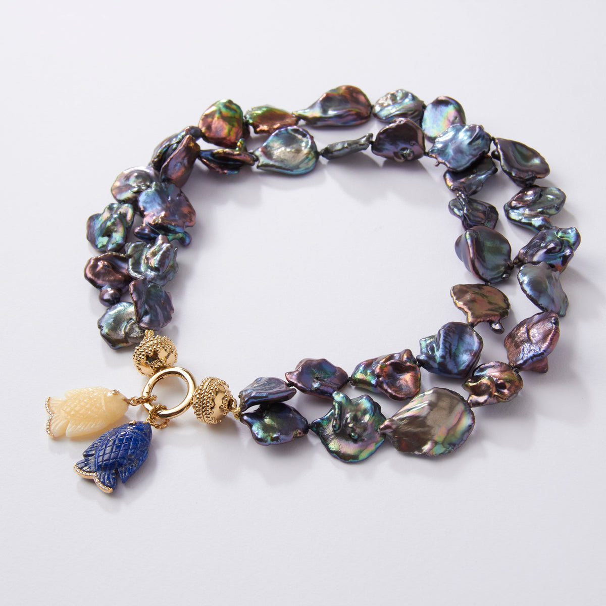 Peacock Keshi Pearl Double Strand Necklace