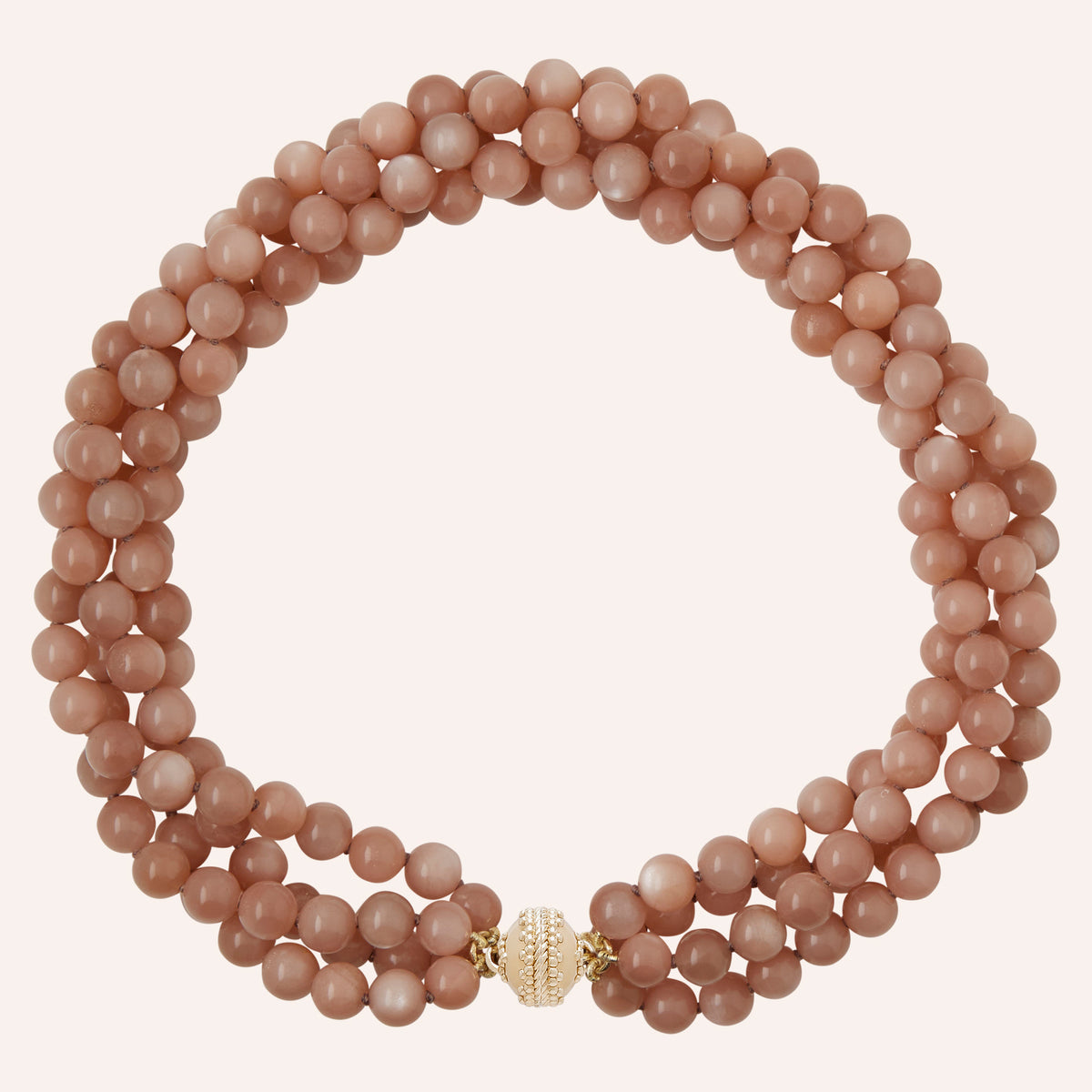 Victoire Peach Moonstone 8mm Multi-Strand Necklace