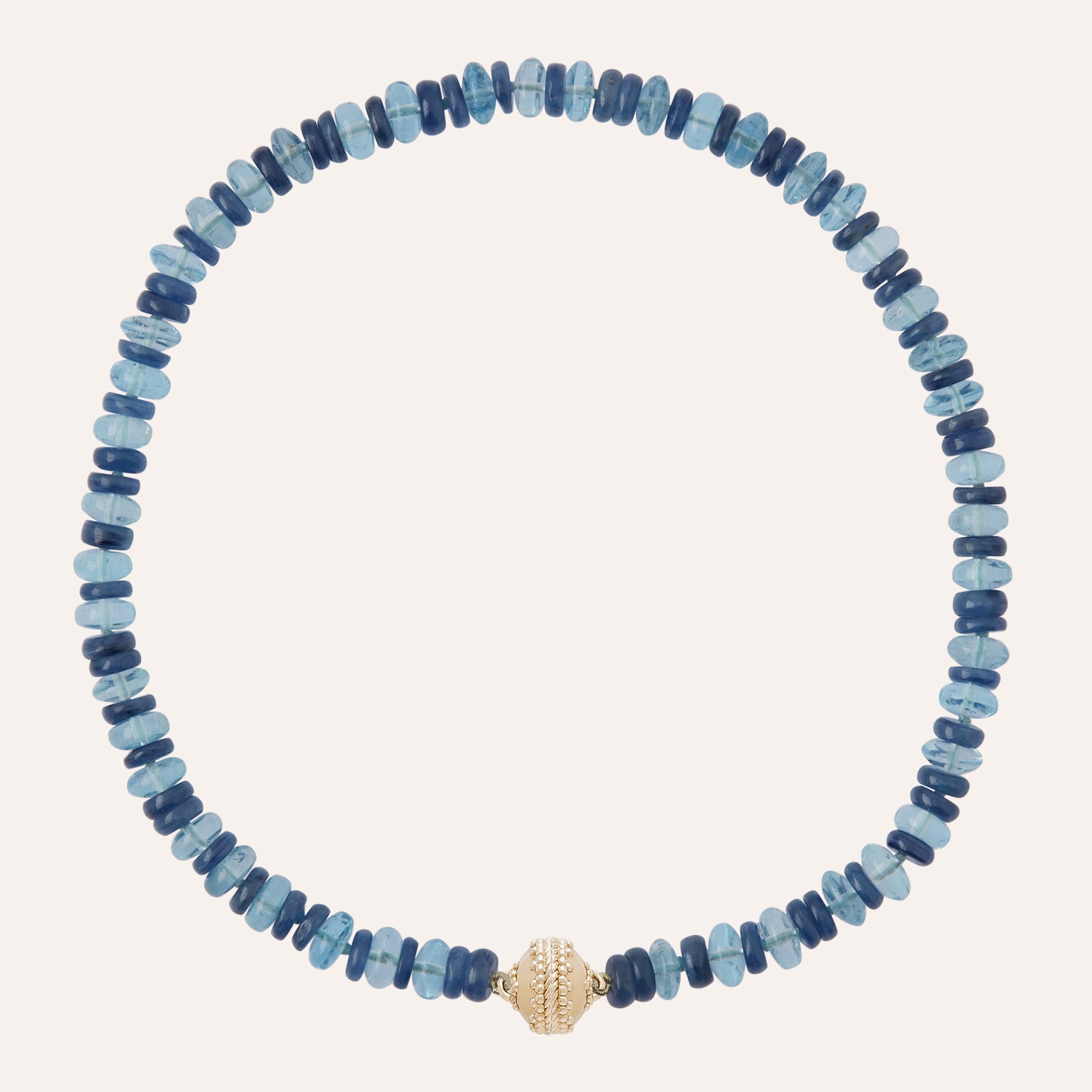 Deep Sea Blue Topaz and Kyanite Rondelle Necklace