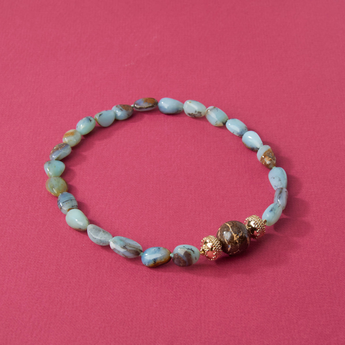 Helen Multicolor Blue Opal Tumbled Necklace