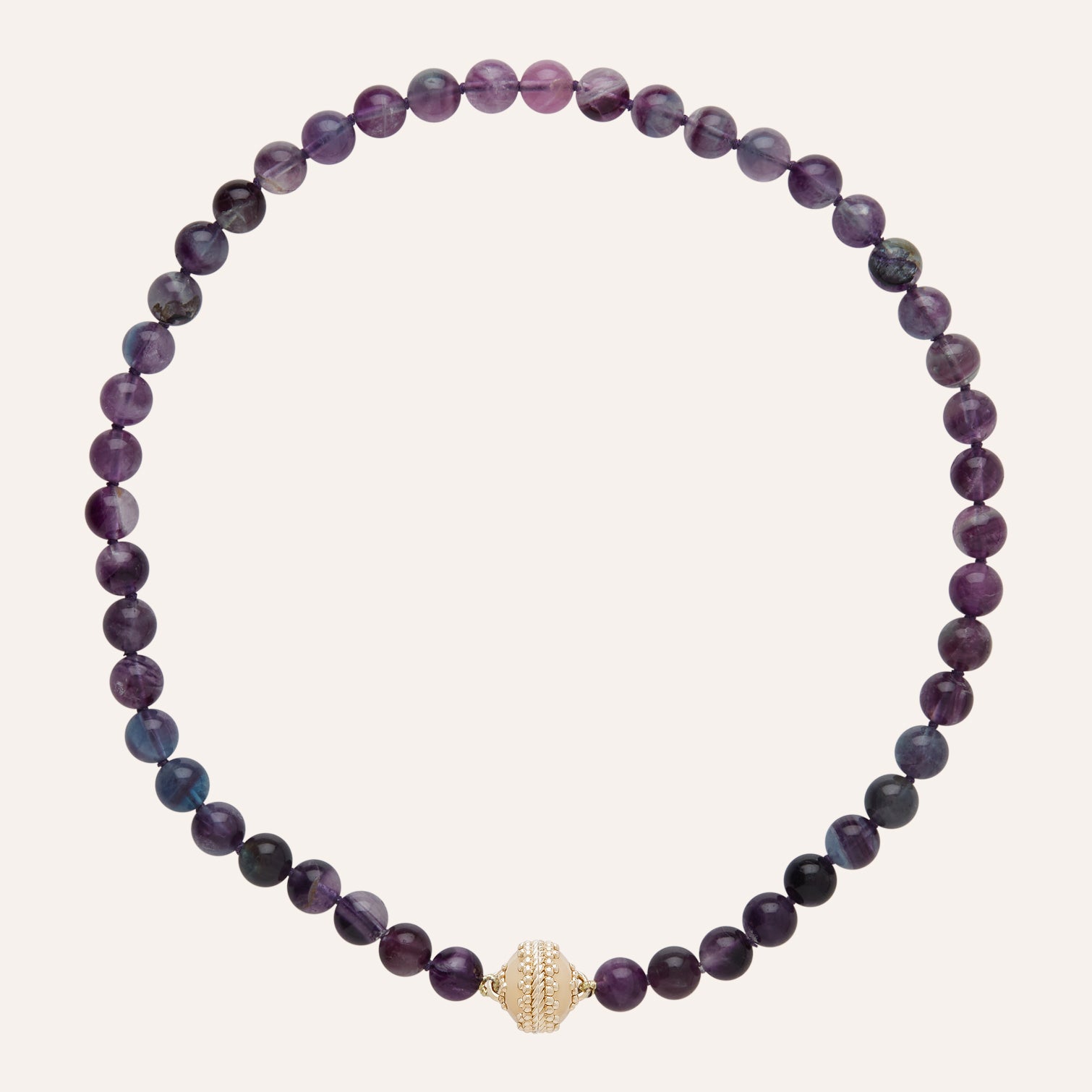 Victoire 8mm Dark Purple Fluorite Necklace