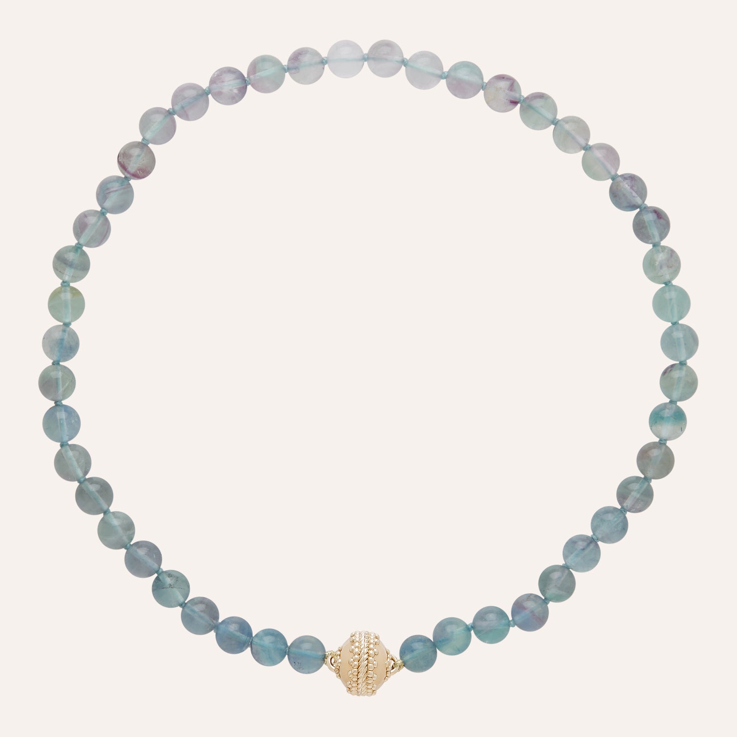 Victoire 8mm Light Green & Purple Fluorite Necklace