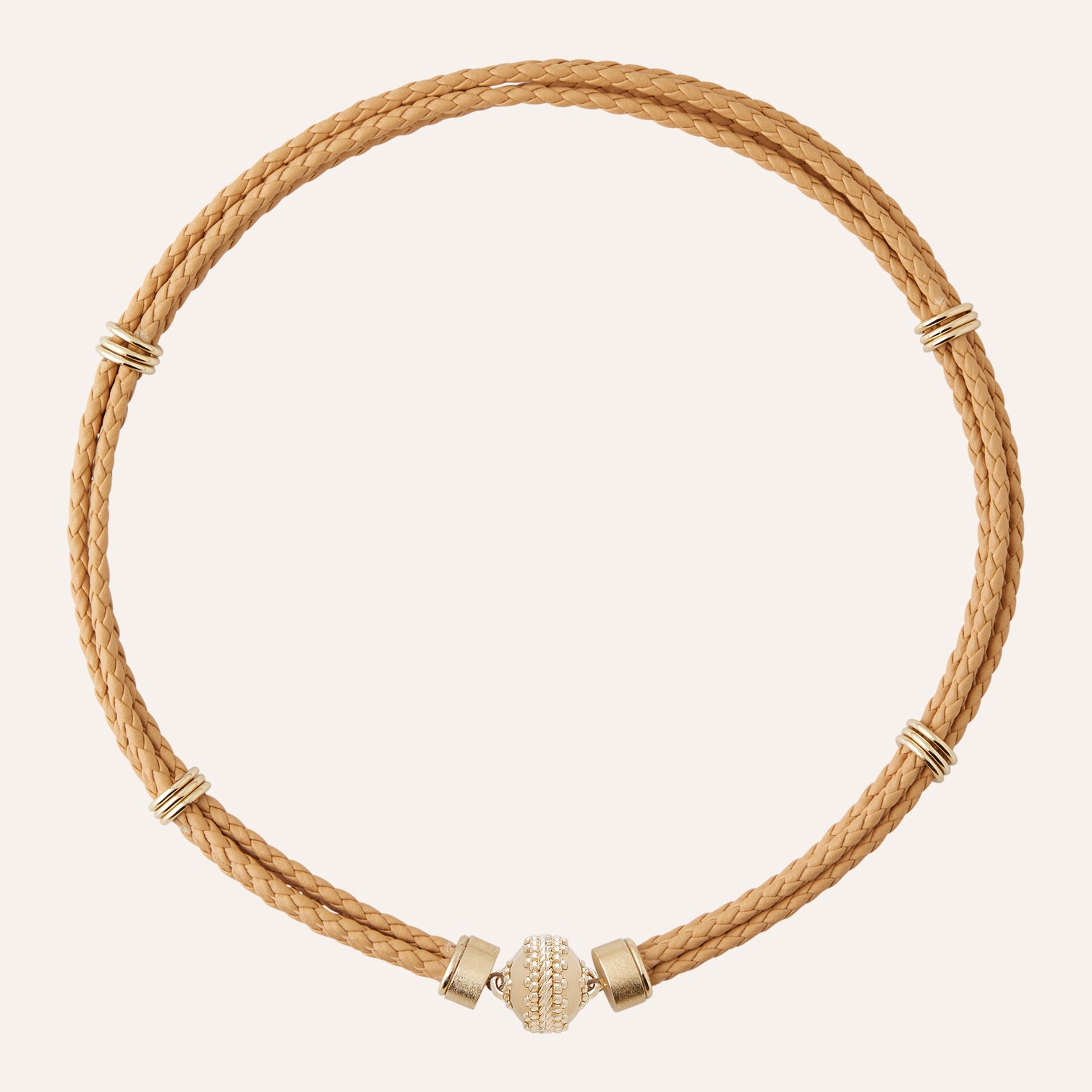 Aspen Braided Leather Latte Necklace