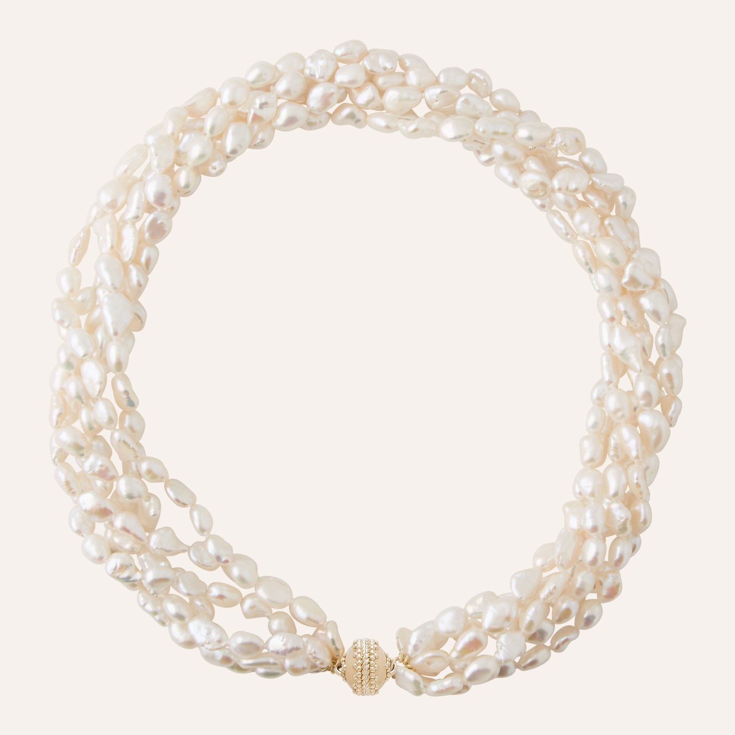 White Freshwater Keshi Pearl Multi-Strand Necklace