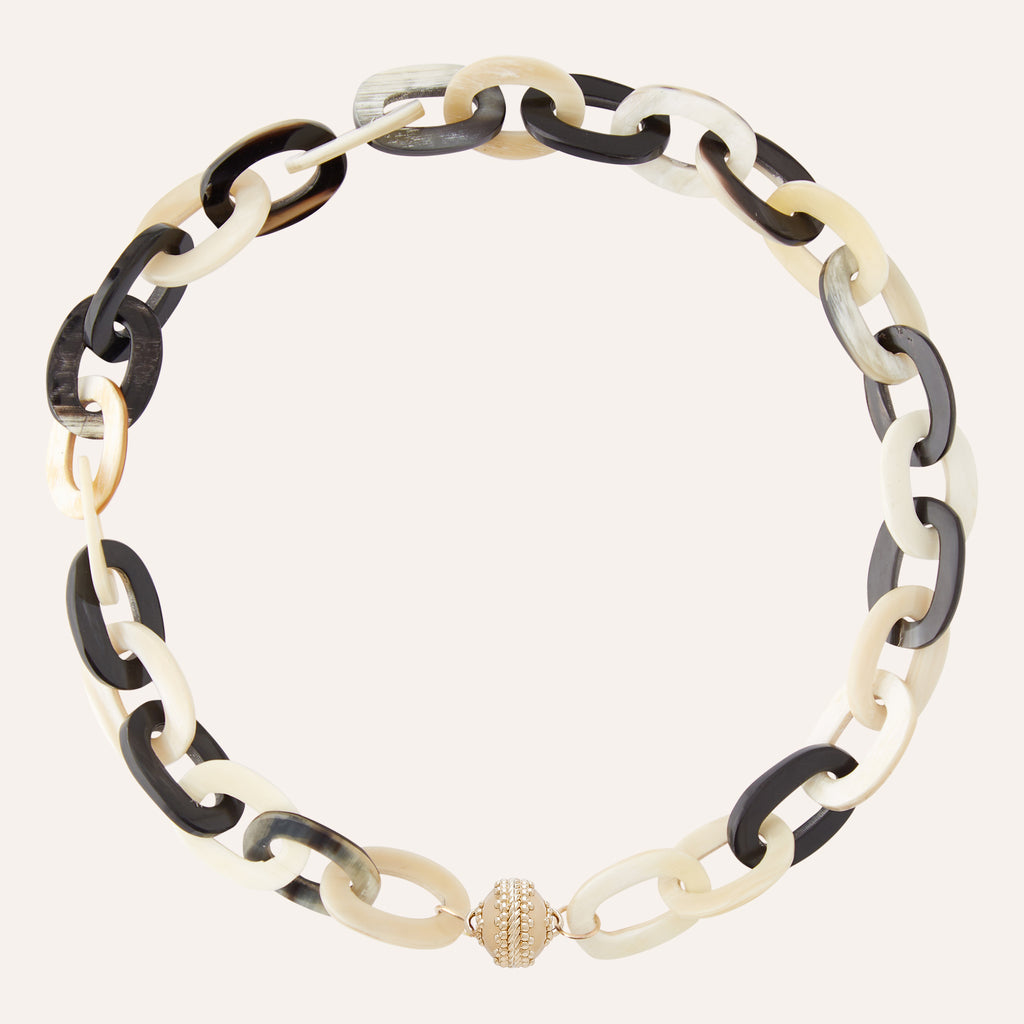 Mixed Color Buffalo Horn 24mm Link Necklace