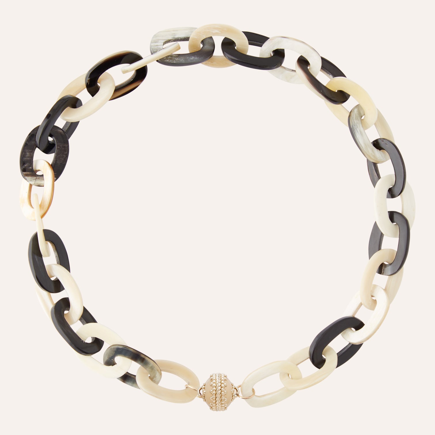 Mixed Color Buffalo Horn 24mm Link Necklace