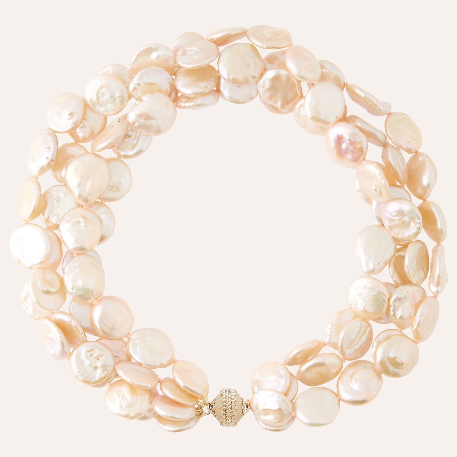 Freshwater Peach Coin Pearl 15-16mm Necklace
