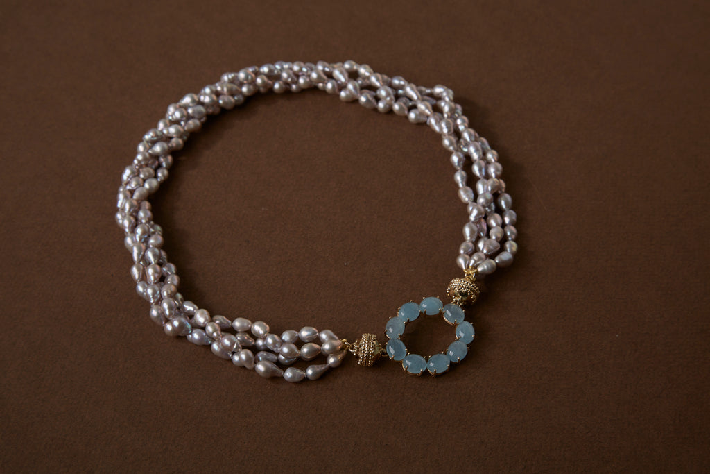 Oval Blue Beryl Cabochon Centerpiece