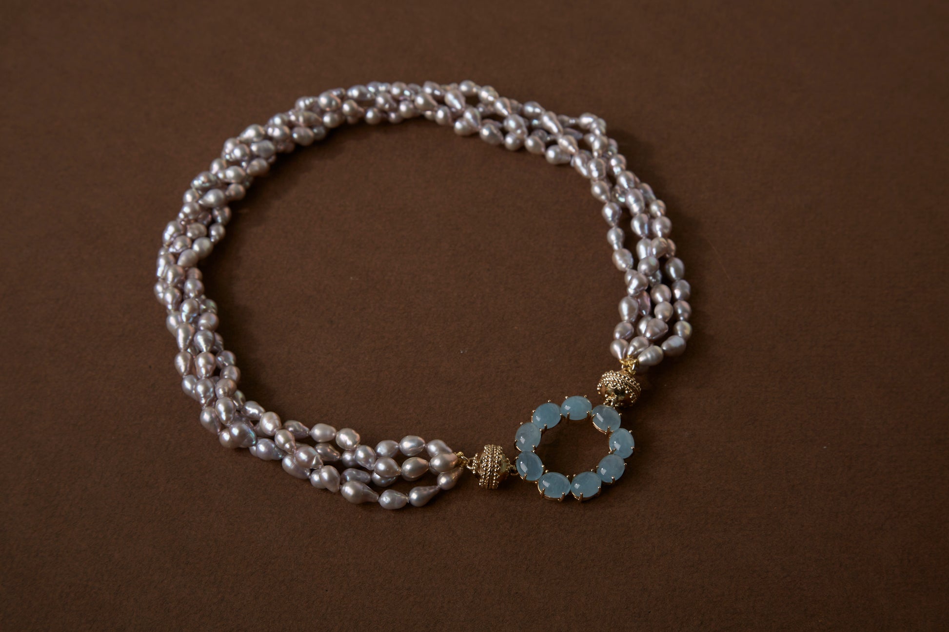 Oval Blue Beryl Cabochon Centerpiece