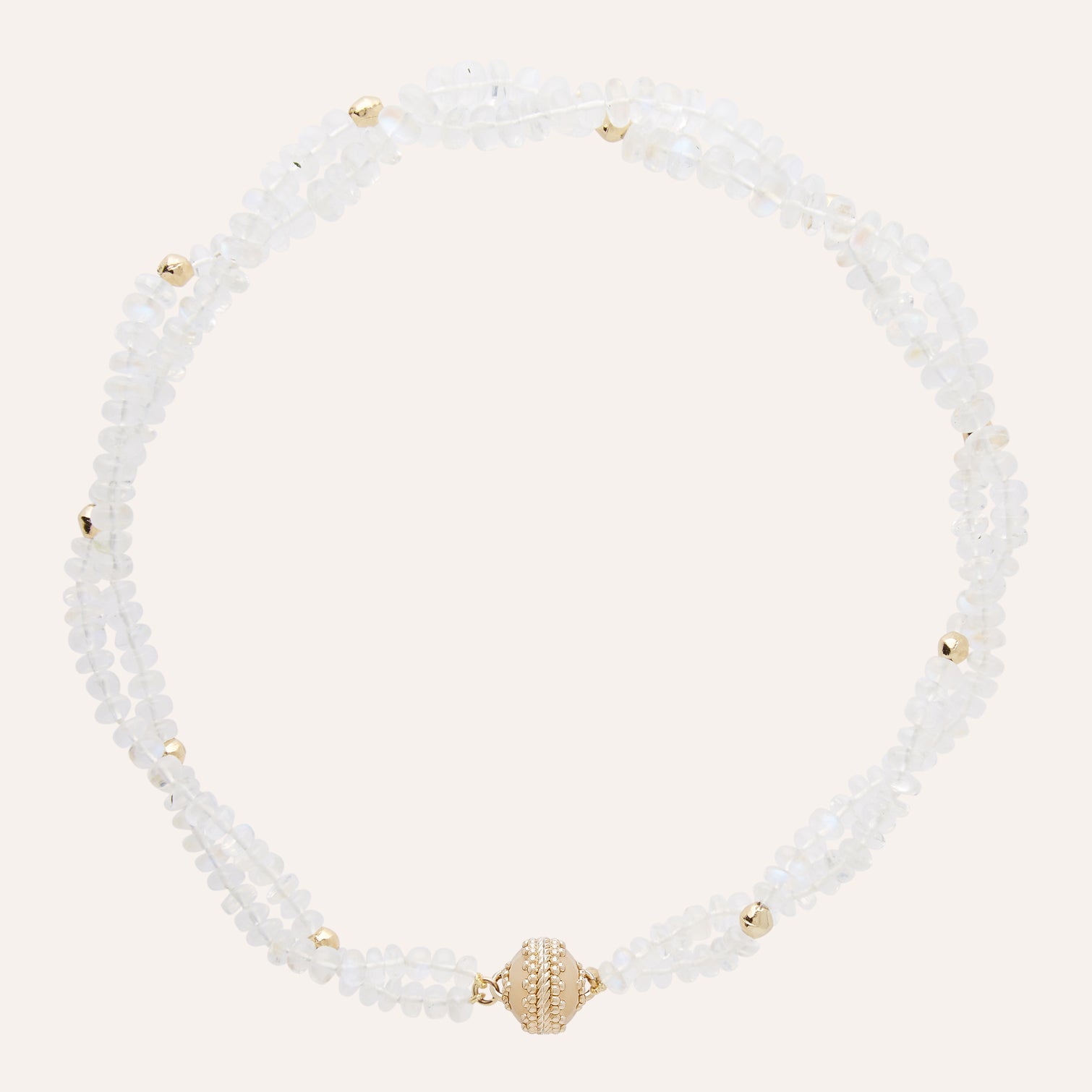 Peppercorn Moonstone Rondelle Double Strand Necklace