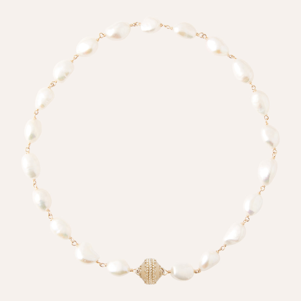Caspian White Baroque Pearl Necklace