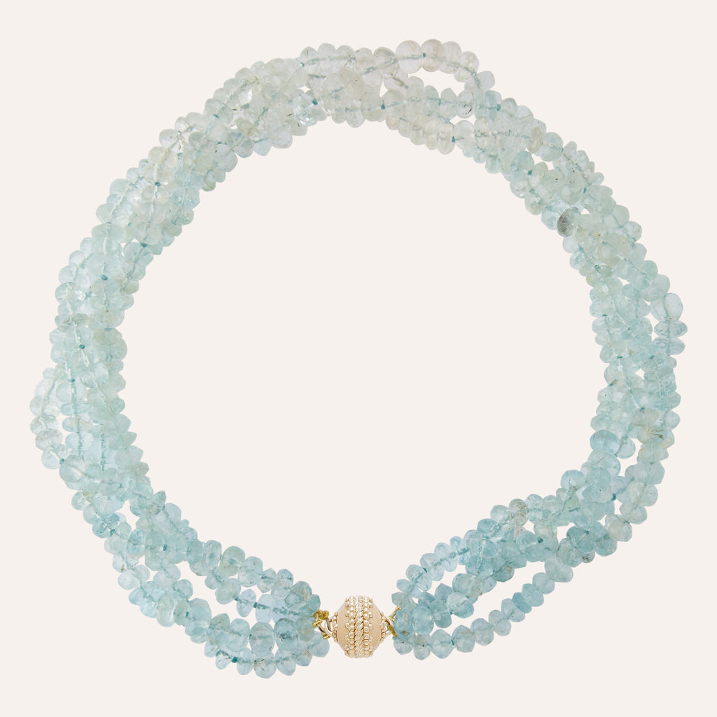 Aquamarine Rondelle Multi-Strand Necklace