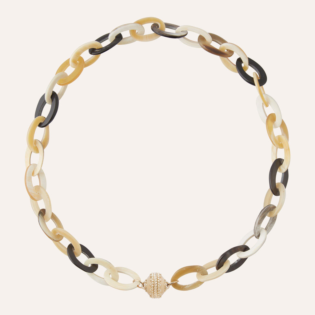 Multi Color 20mm Buffalo Horn Link Necklace