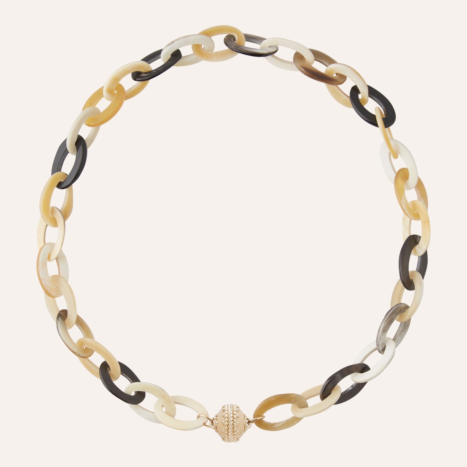 Multi Color 20mm Buffalo Horn Link Necklace
