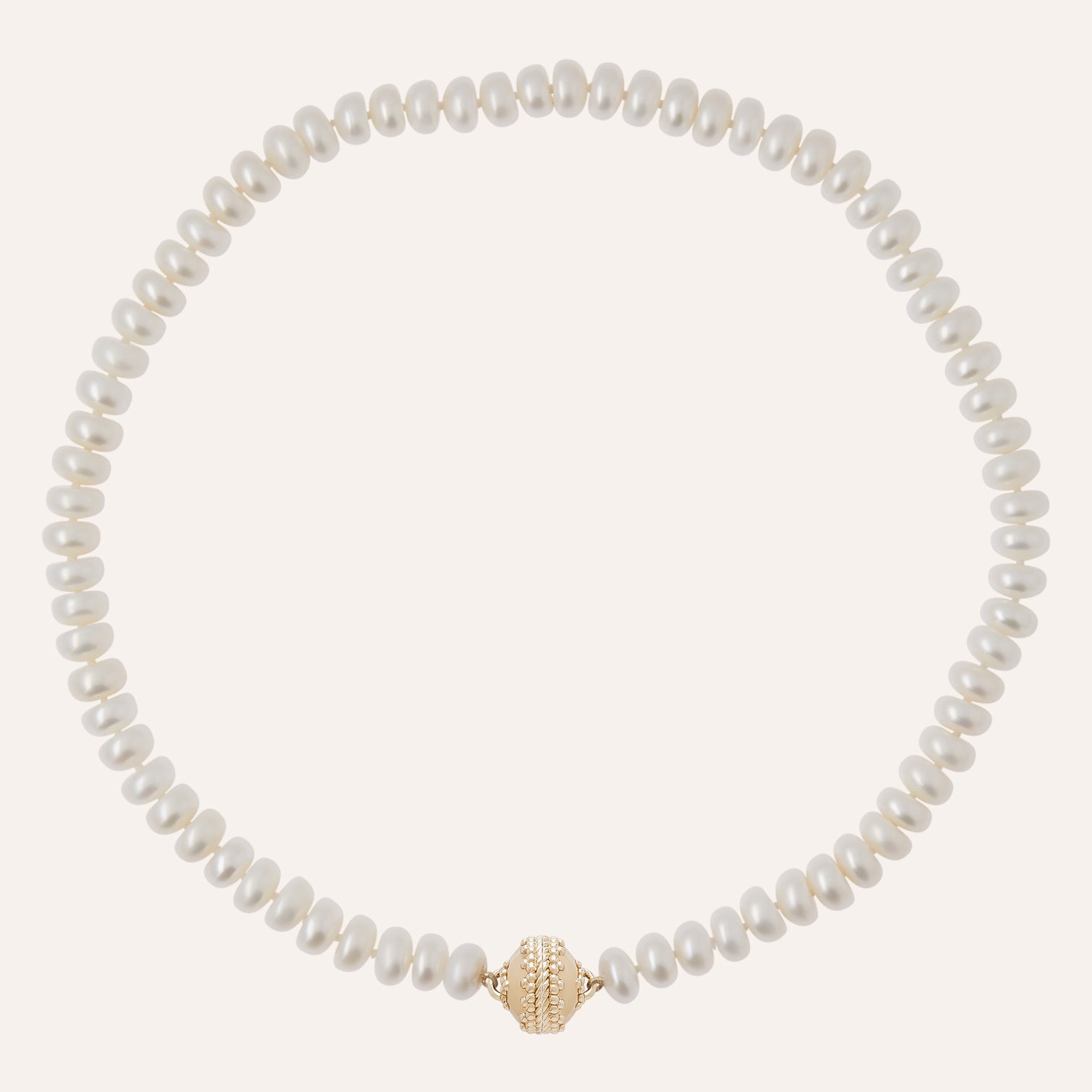 White Freshwater Rondelle Pearl Necklace