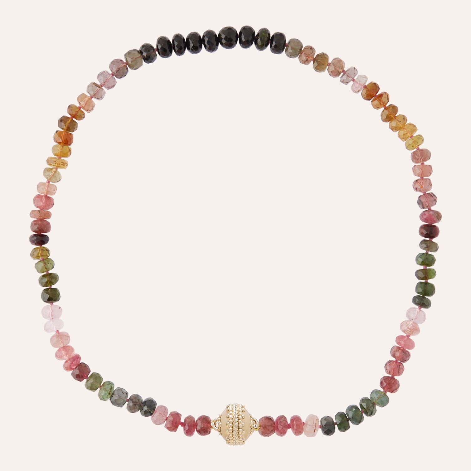 Dark Watermelon Tourmaline Multicolor Rondelle Necklace