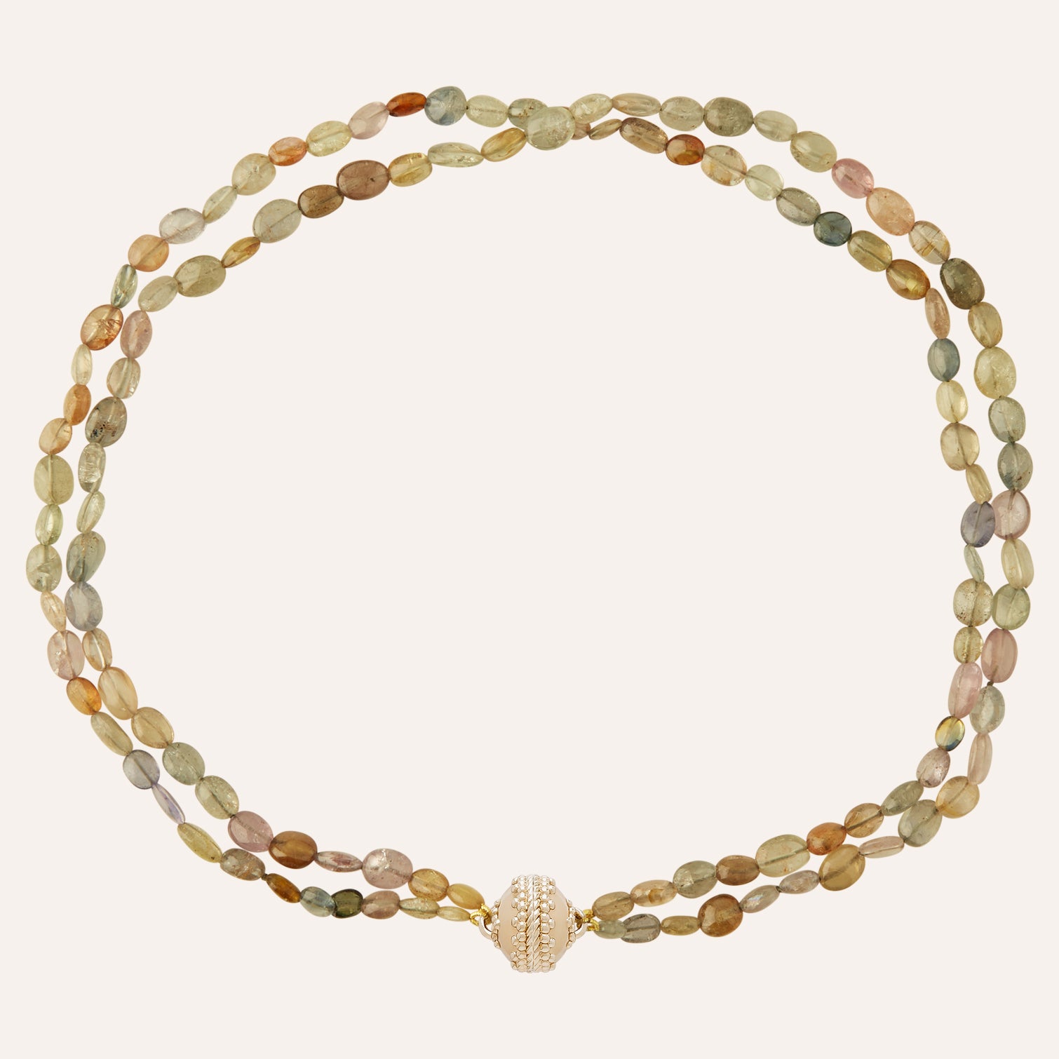Multicolored Dark Tumbled Sapphire Double Strand Necklace