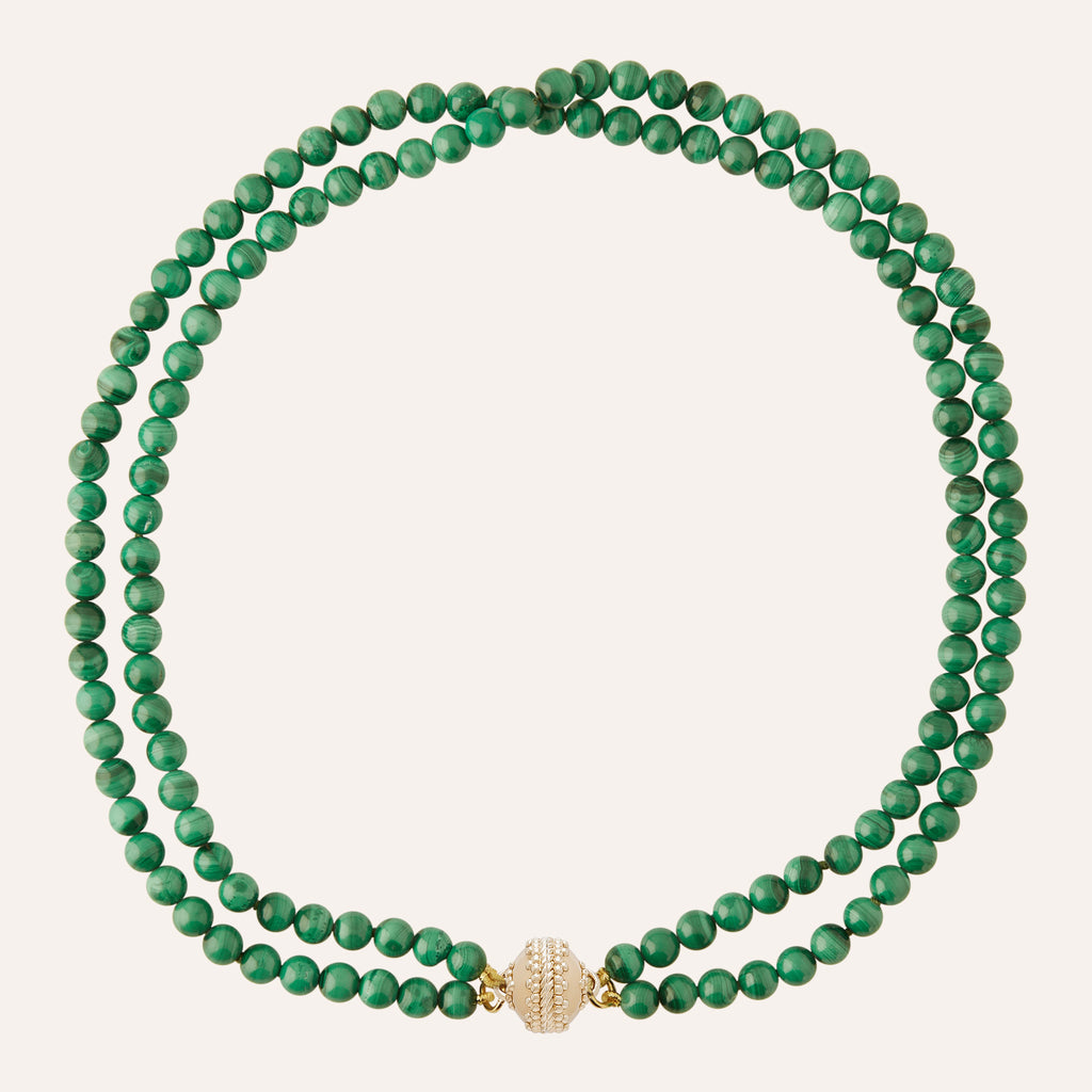 Victoire 6mm Double Strand Malachite Necklace