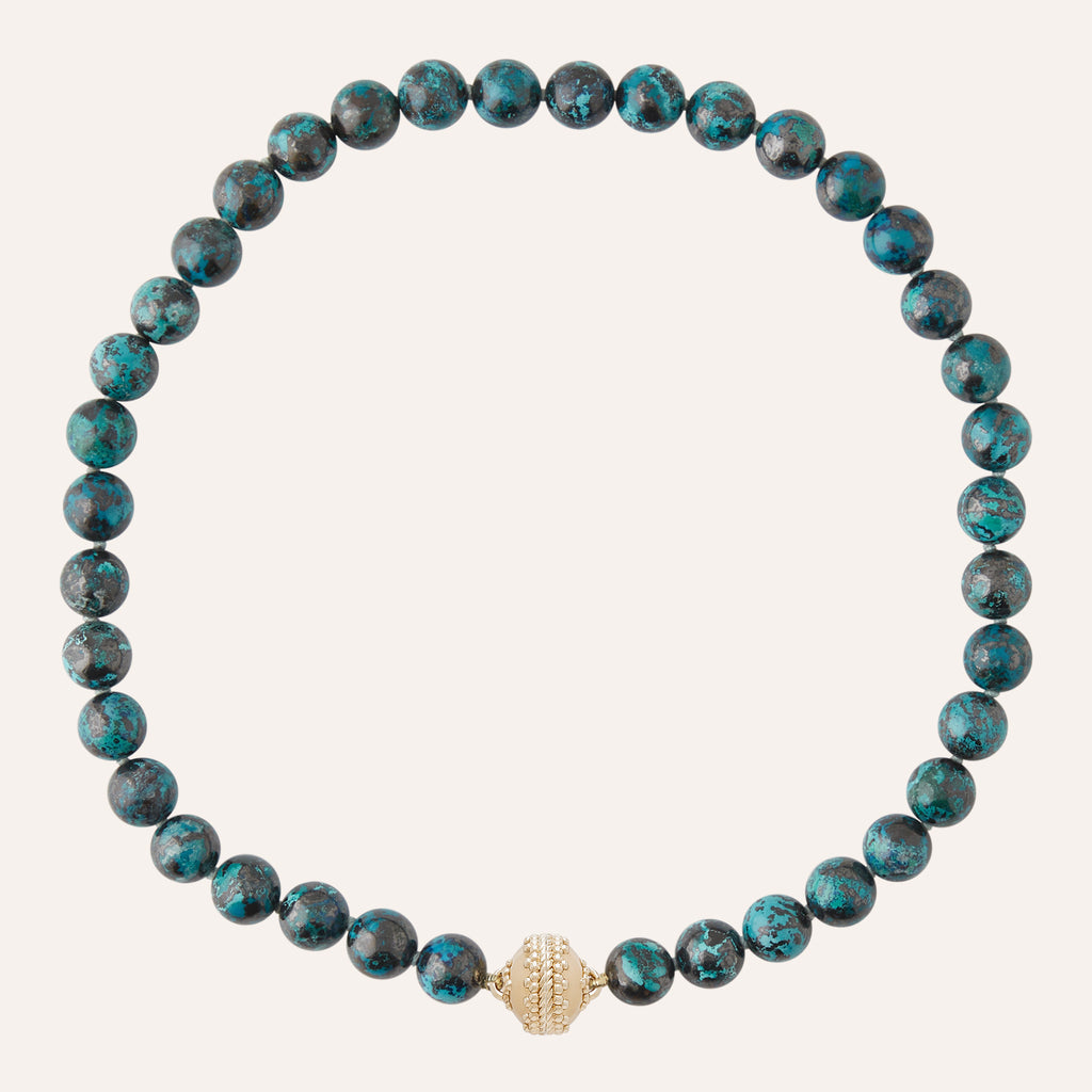 Victoire 5mm Chrysocolla Beaded Necklace