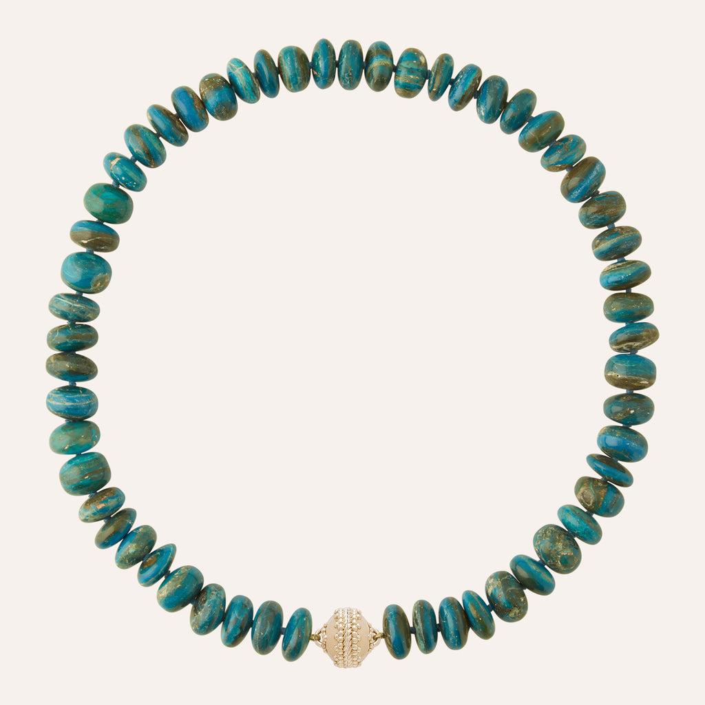Blue Opaline 10-12mm Rondelle Necklace