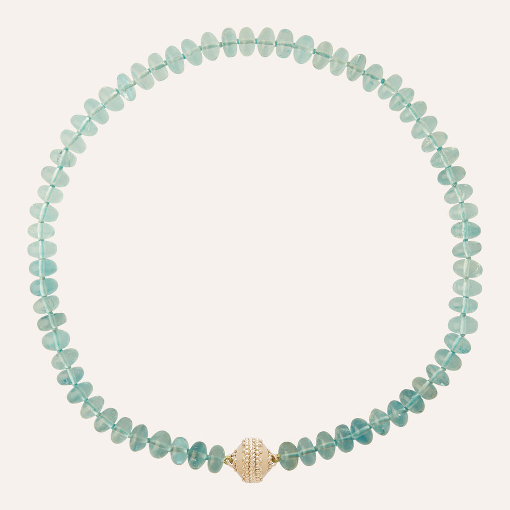 Blue Topaz 9mm Rondelle Necklace