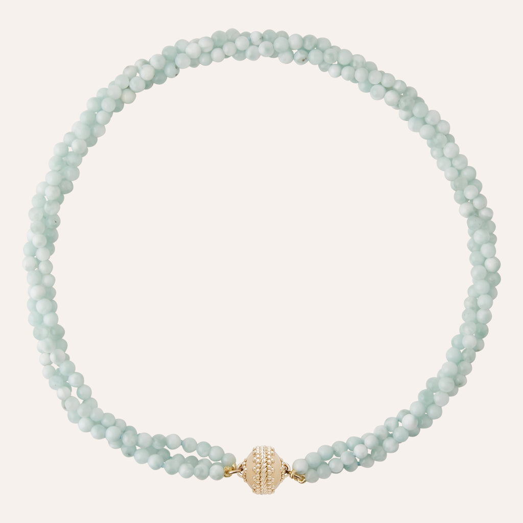 Victoire Multi strand 4mm Green Angelite Necklace