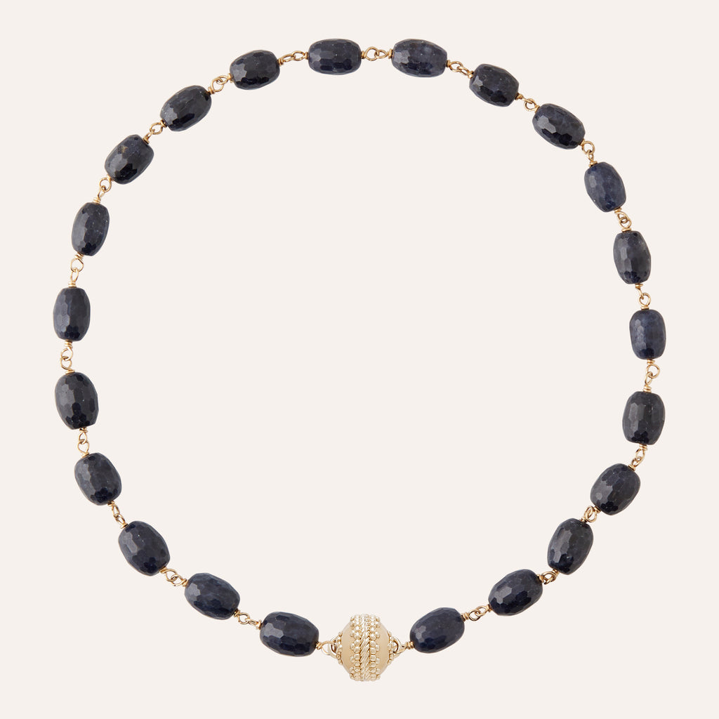 Caspian Faceted Oval Sapphire Necklace 16.5"
