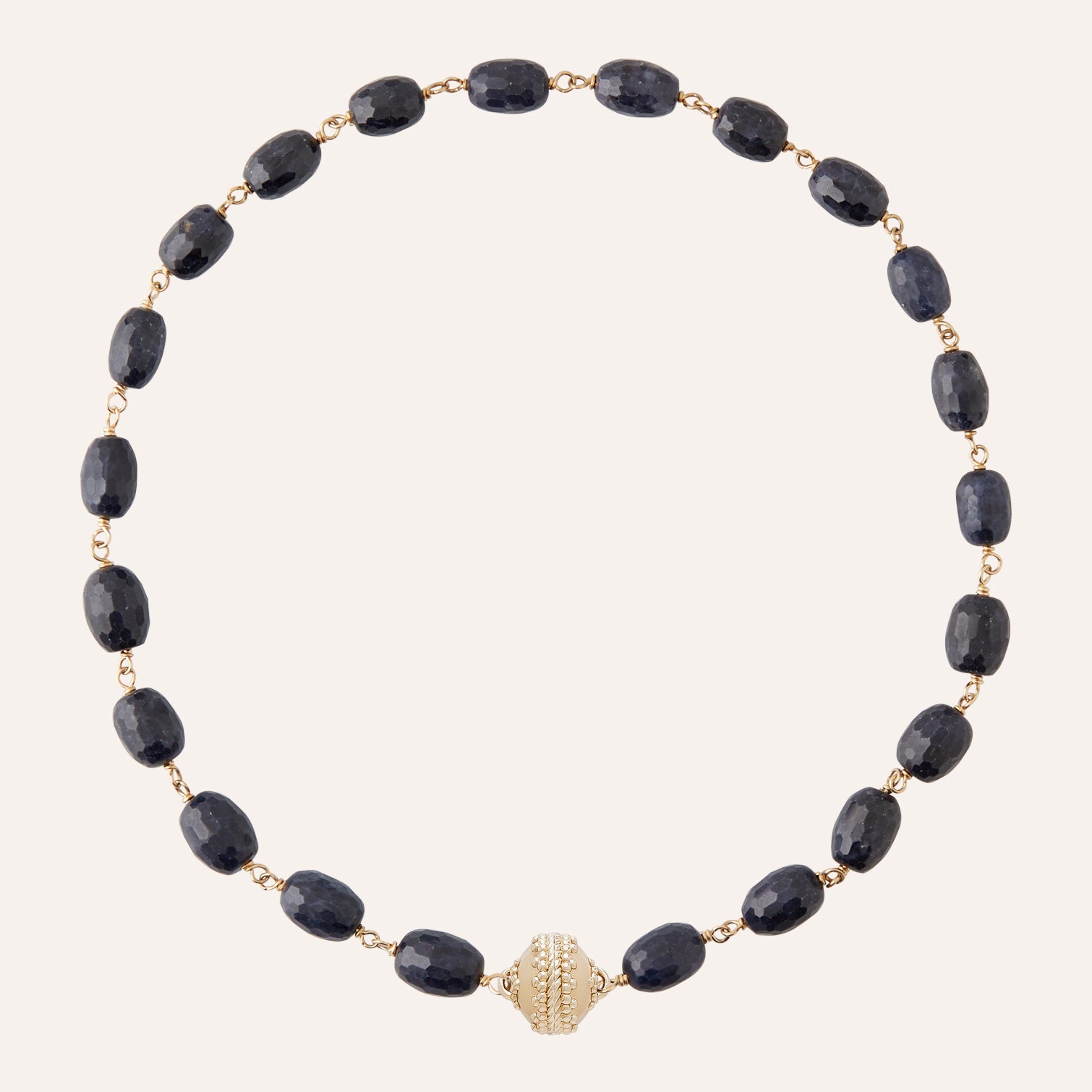 Caspian Faceted Oval Sapphire Necklace 16.5"