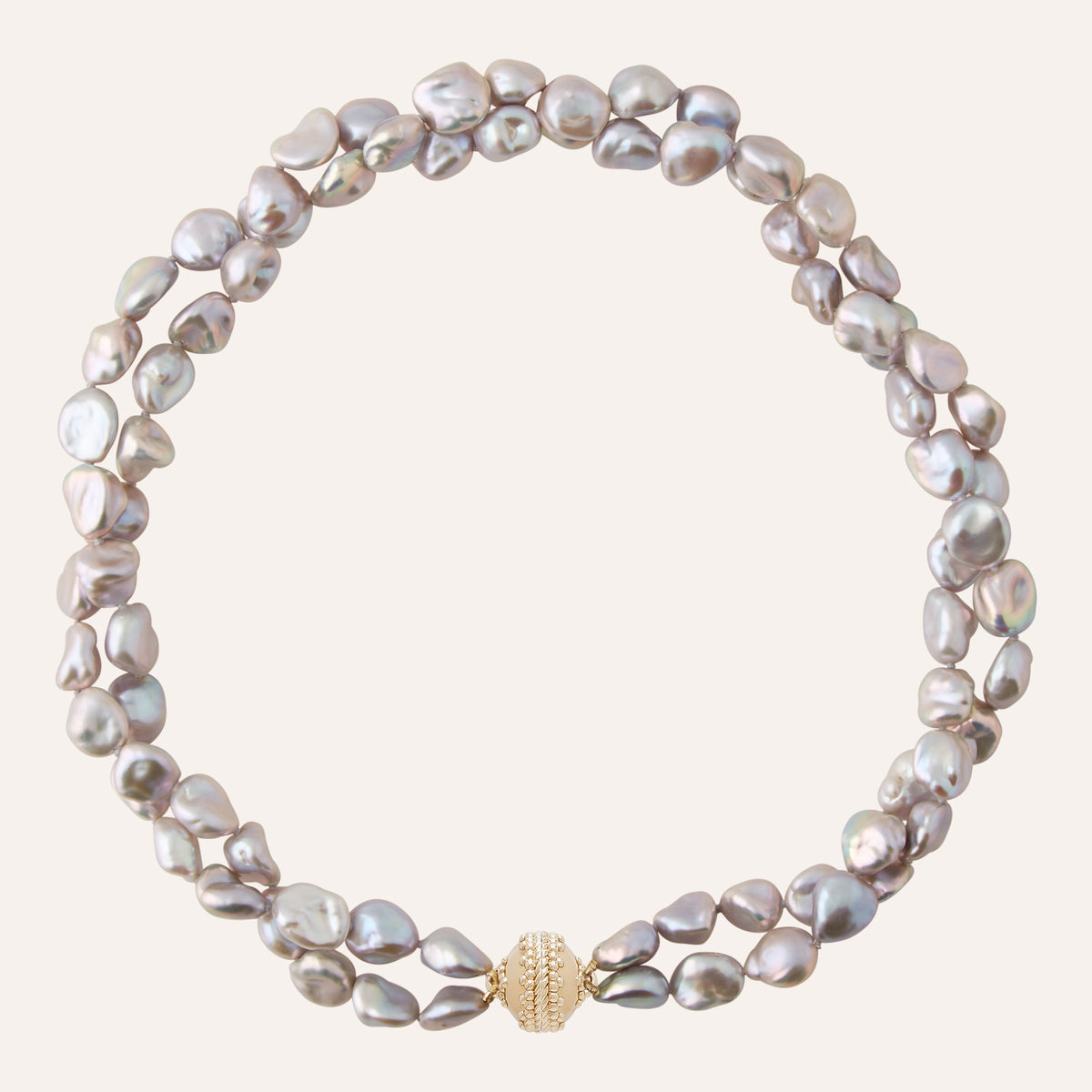 Grey Freshwater Keshi Pearl Double Strand Necklace