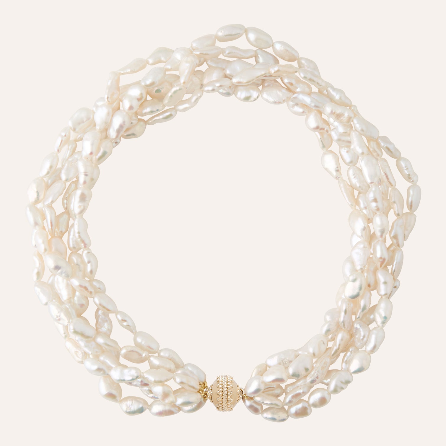Freshwater White Keshi Pearl Multi-Strand Necklace 17"