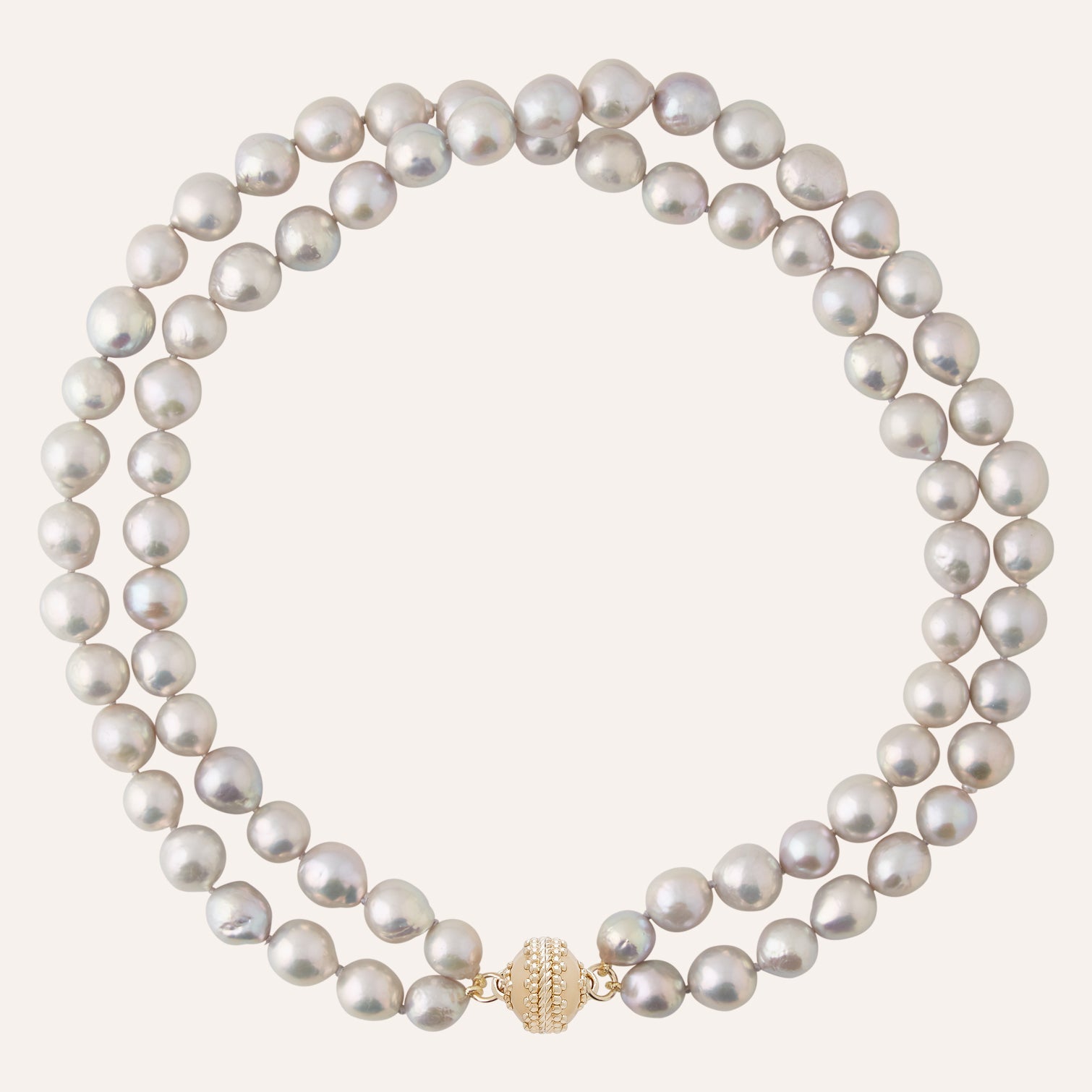 Freshwater Gray 10-12mm Baroque Pearl Double Stand Necklac
