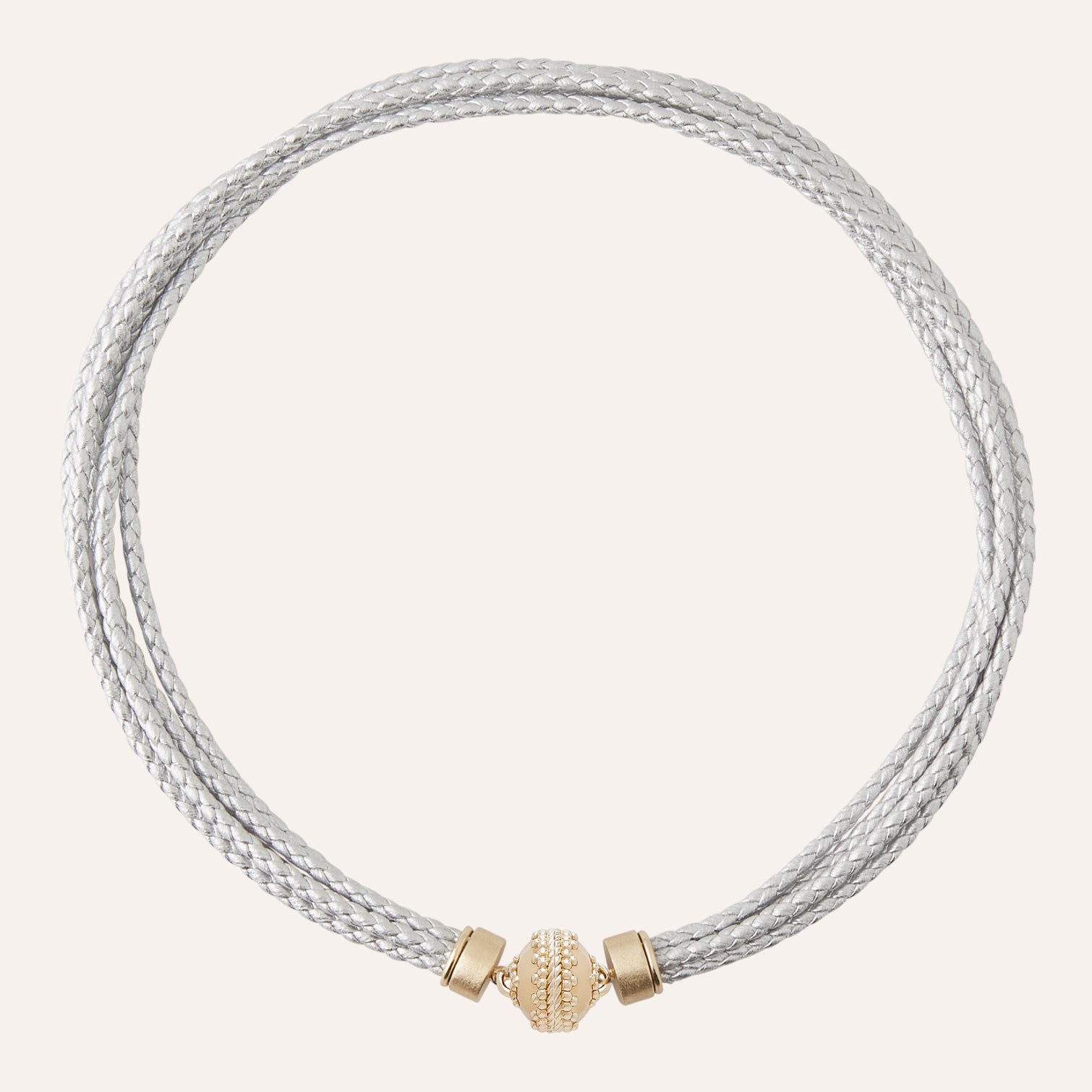 Wellington Braided Silver Leather Necklace
