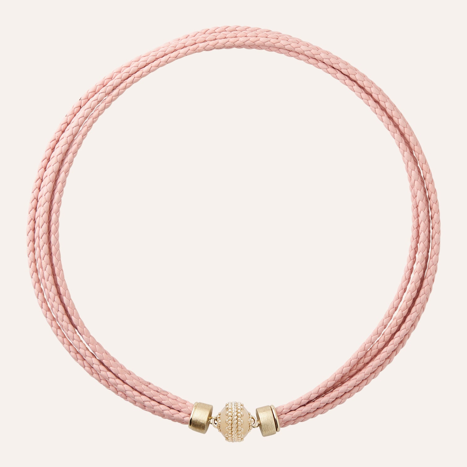 Wellington Braided Peony Pink Leather Necklace