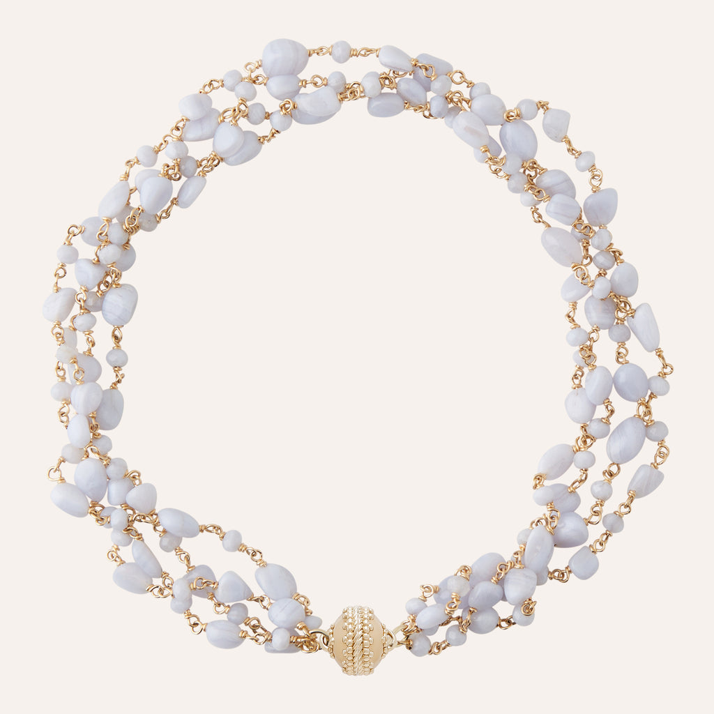 Caspian Tumbled Blue Lace Agate Multi-Strand Necklace