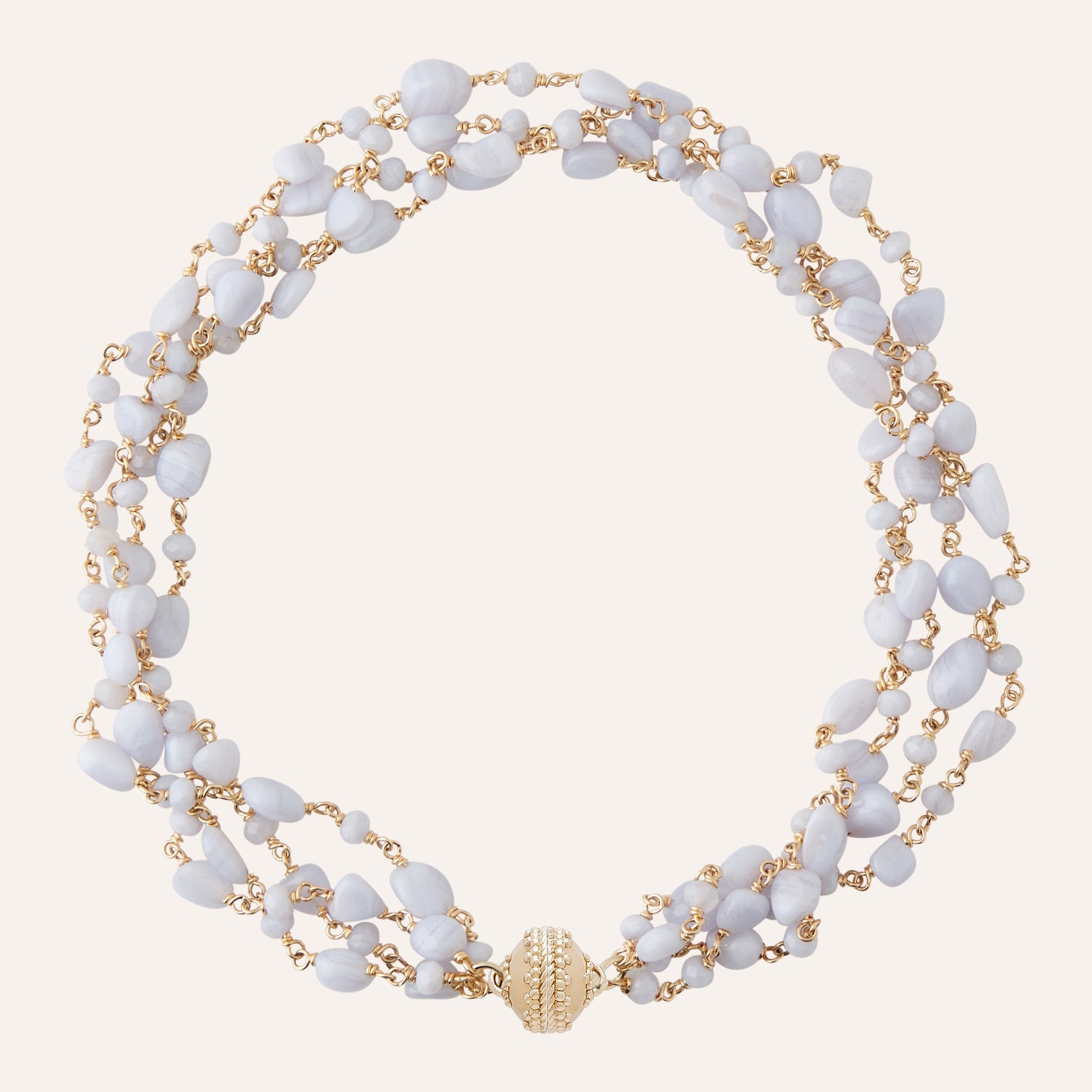 Caspian Tumbled Blue Lace Agate Multi-Strand Necklace