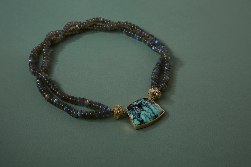 Labradorite Rondelle Double Strand Necklace
