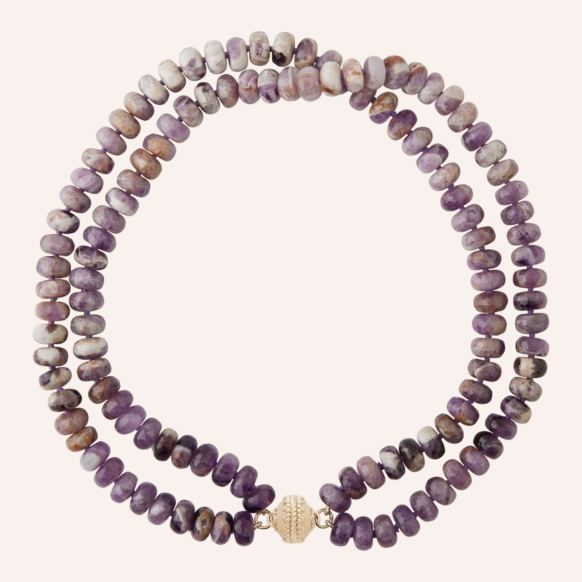 Nancy Amethyst Rondelle Double Strand Necklace