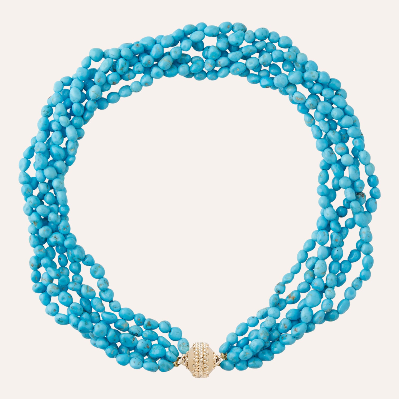 Multi-Strand Sleeping Beauty Turquoise Small Pebble Necklace
